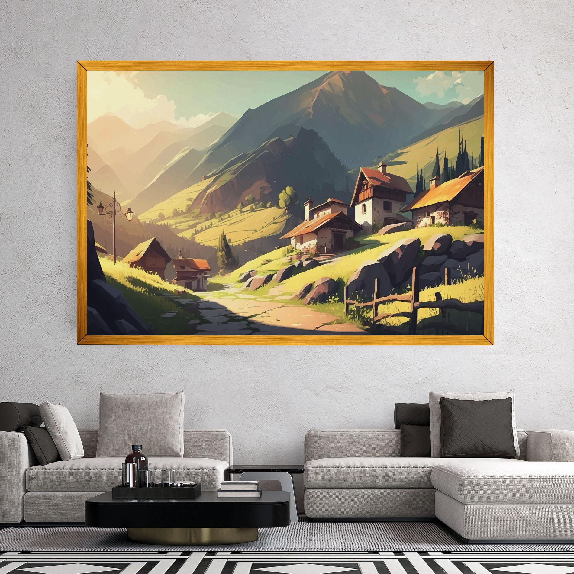 Tablou Canvas Grassy Mountain View mockup 2