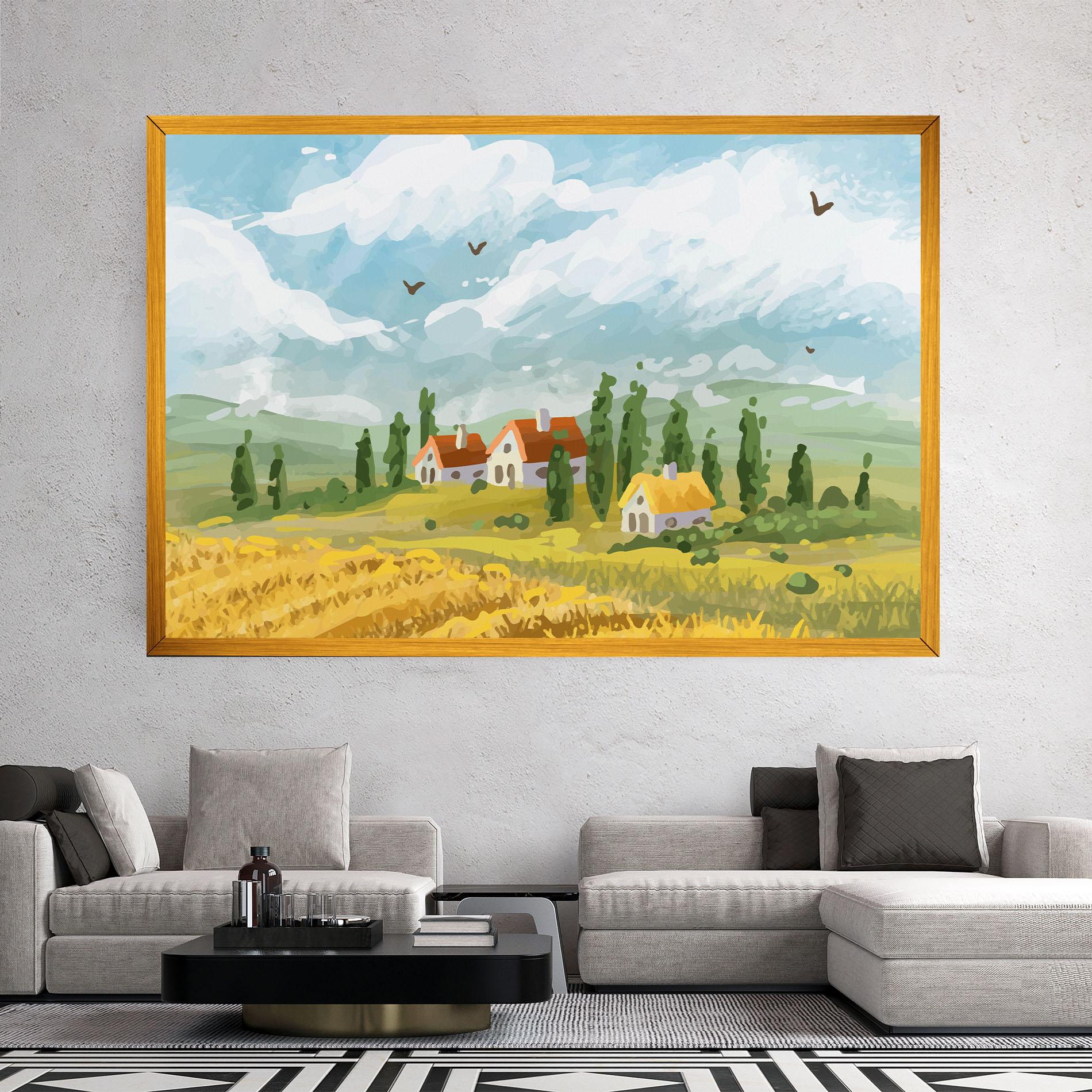 Tablou Canvas Orange Yellow House mockup 2