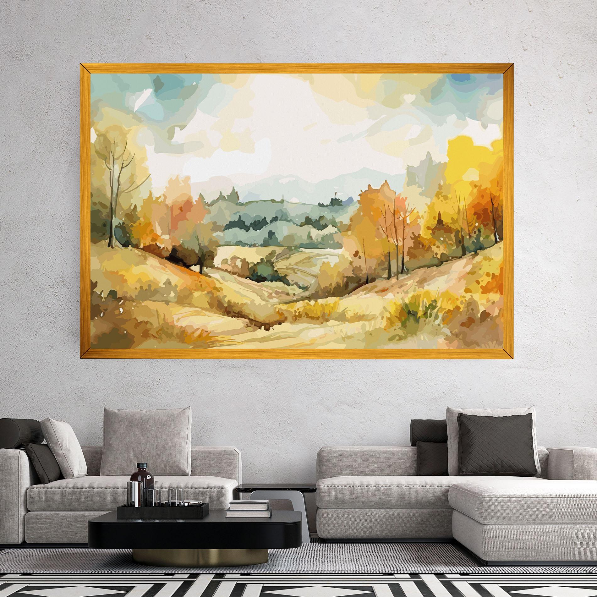 Tablou Canvas Yellow Rural Trees mockup 2