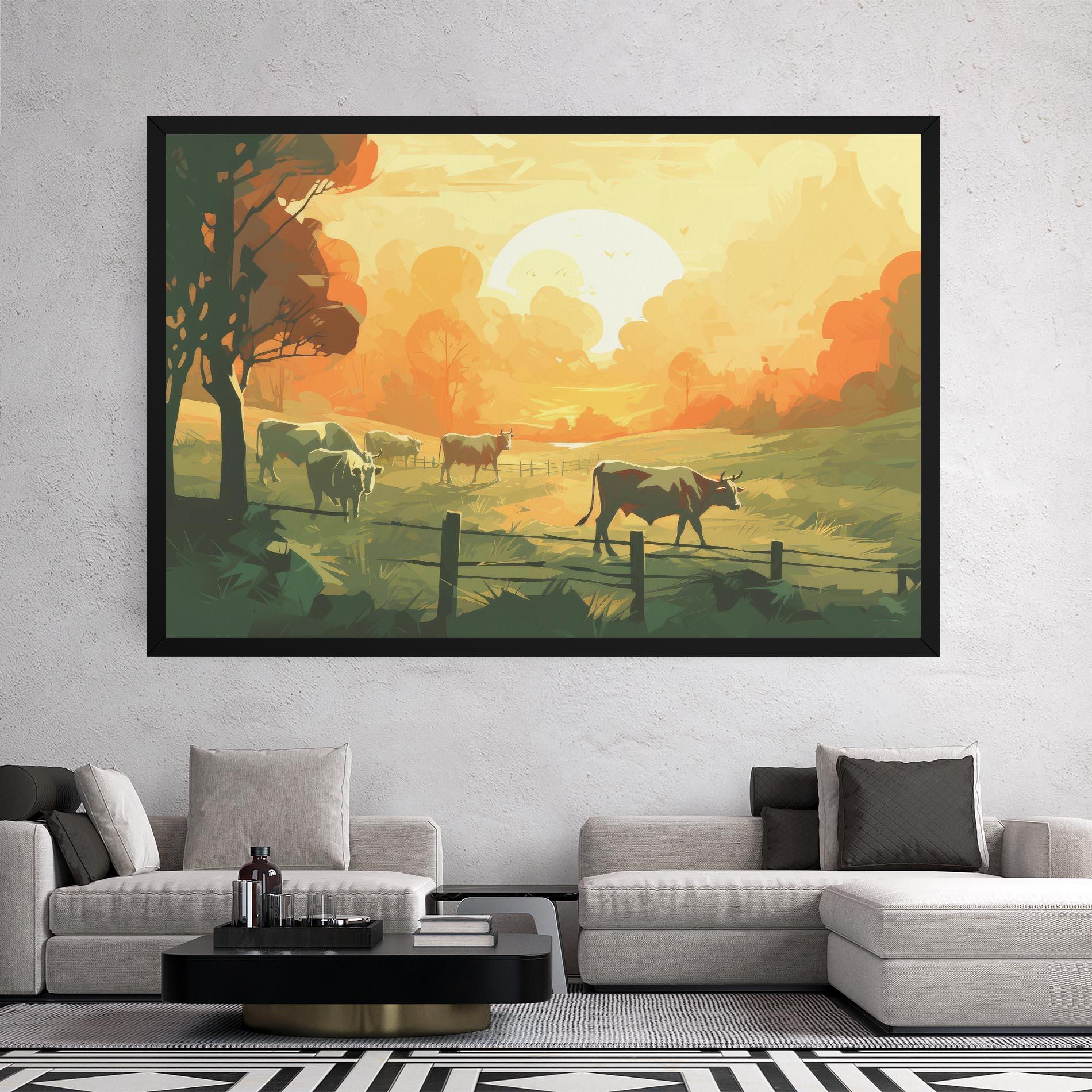 Tablou Canvas Cows Grazing mockup 2