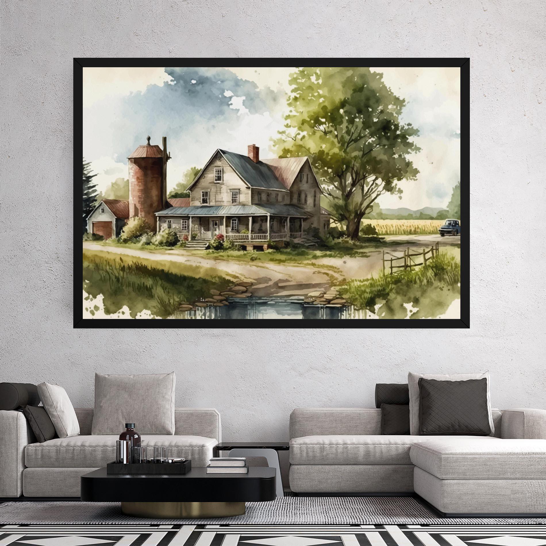 Tablou Canvas Farm Blue Car mockup 2