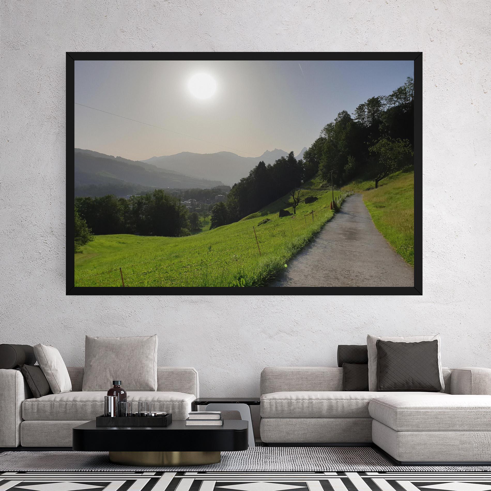 Tablou Canvas Foggy Rural Road mockup 2
