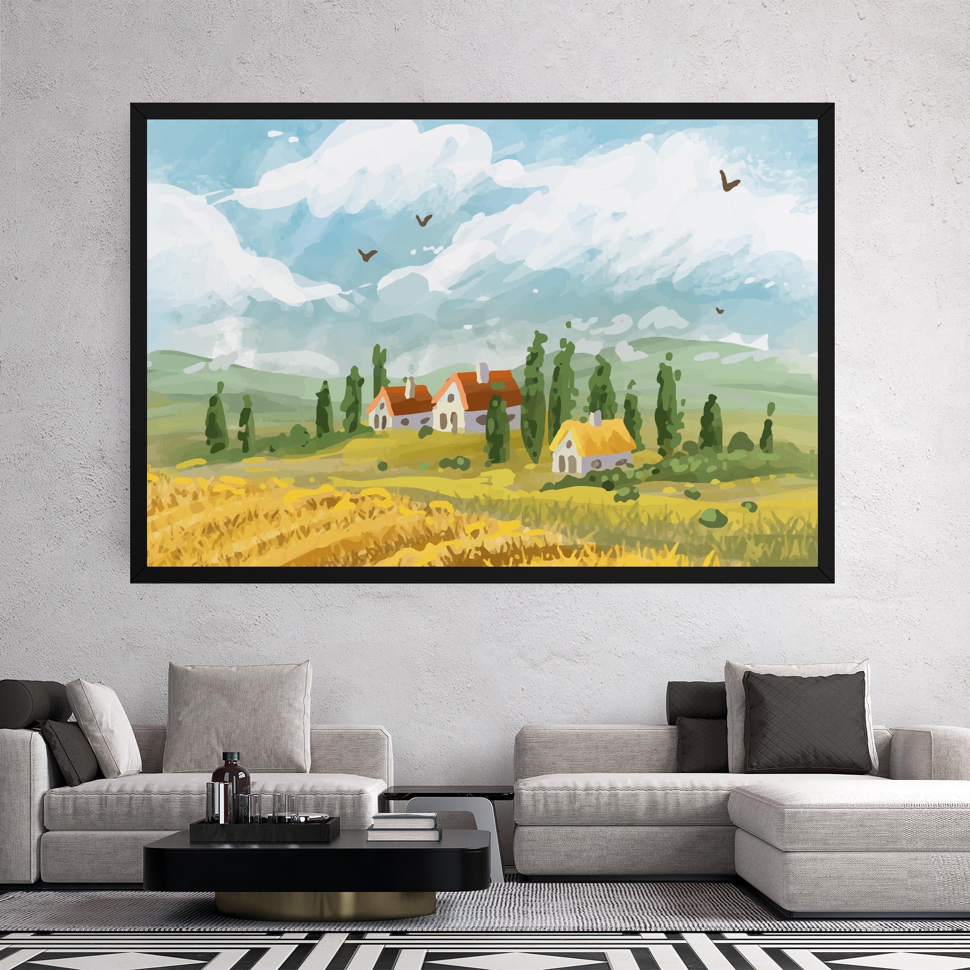 Tablou Canvas Orange Yellow House mockup 2