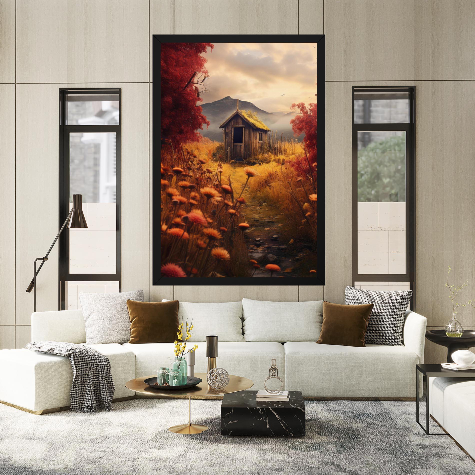 Tablou Canvas Small Cabin Field mockup 2