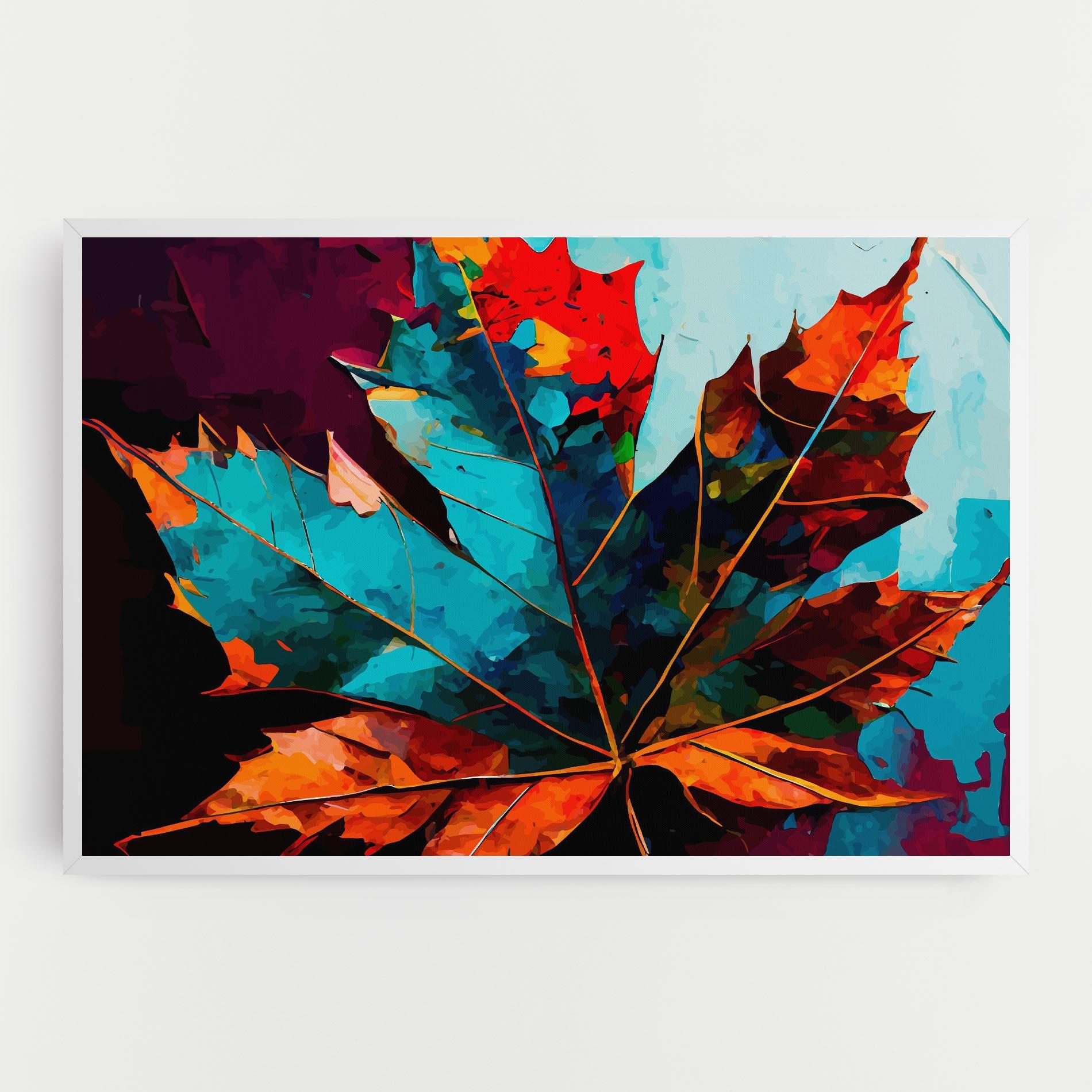 Tablou Canvas Blue Orange Leaf mockup 0