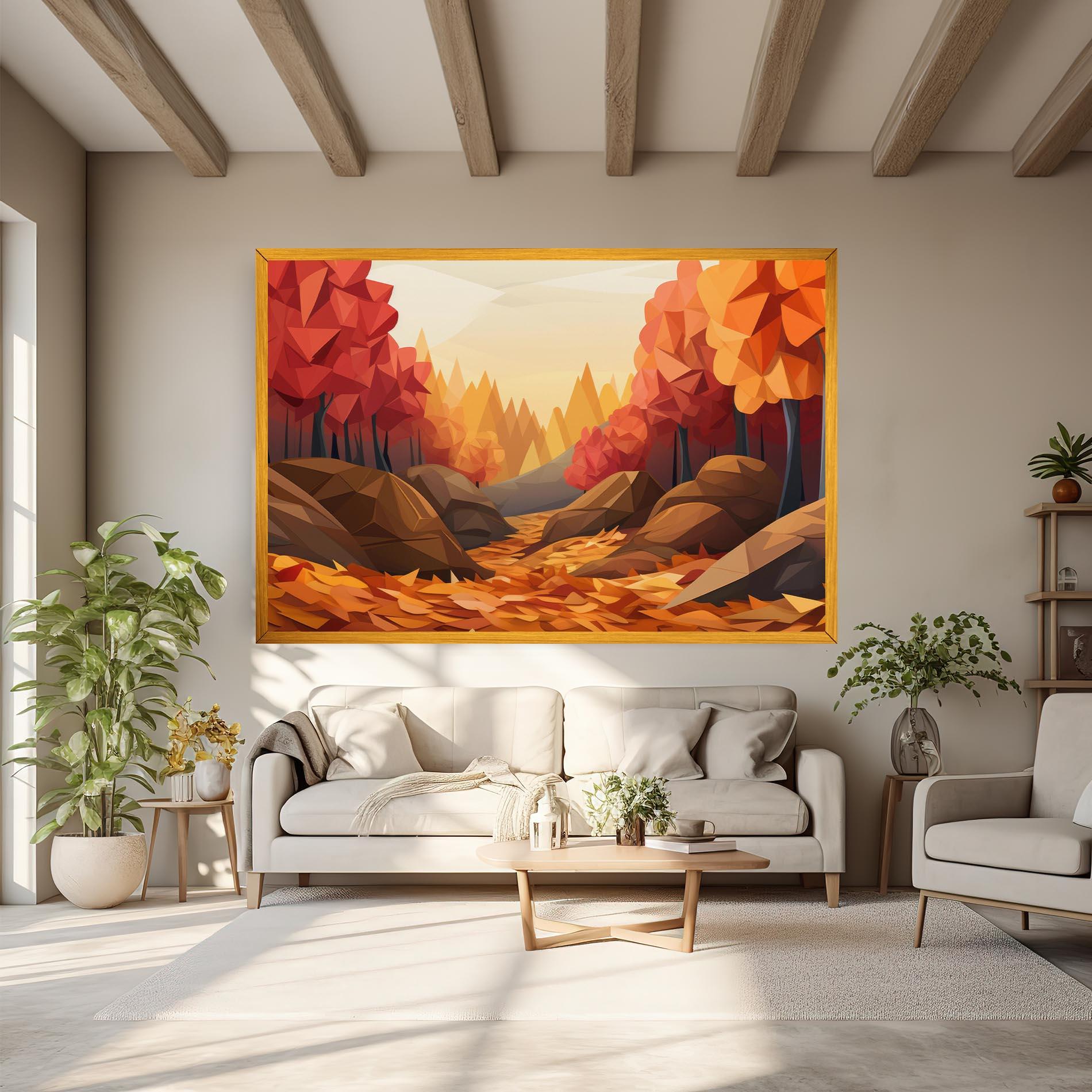 Tablou Canvas Autumn Orange Forest mockup 6