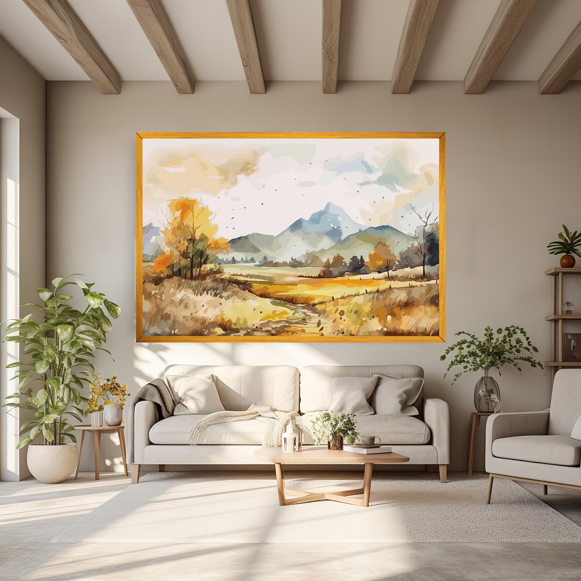Tablou Canvas Yellow Blue Autumn mockup 6