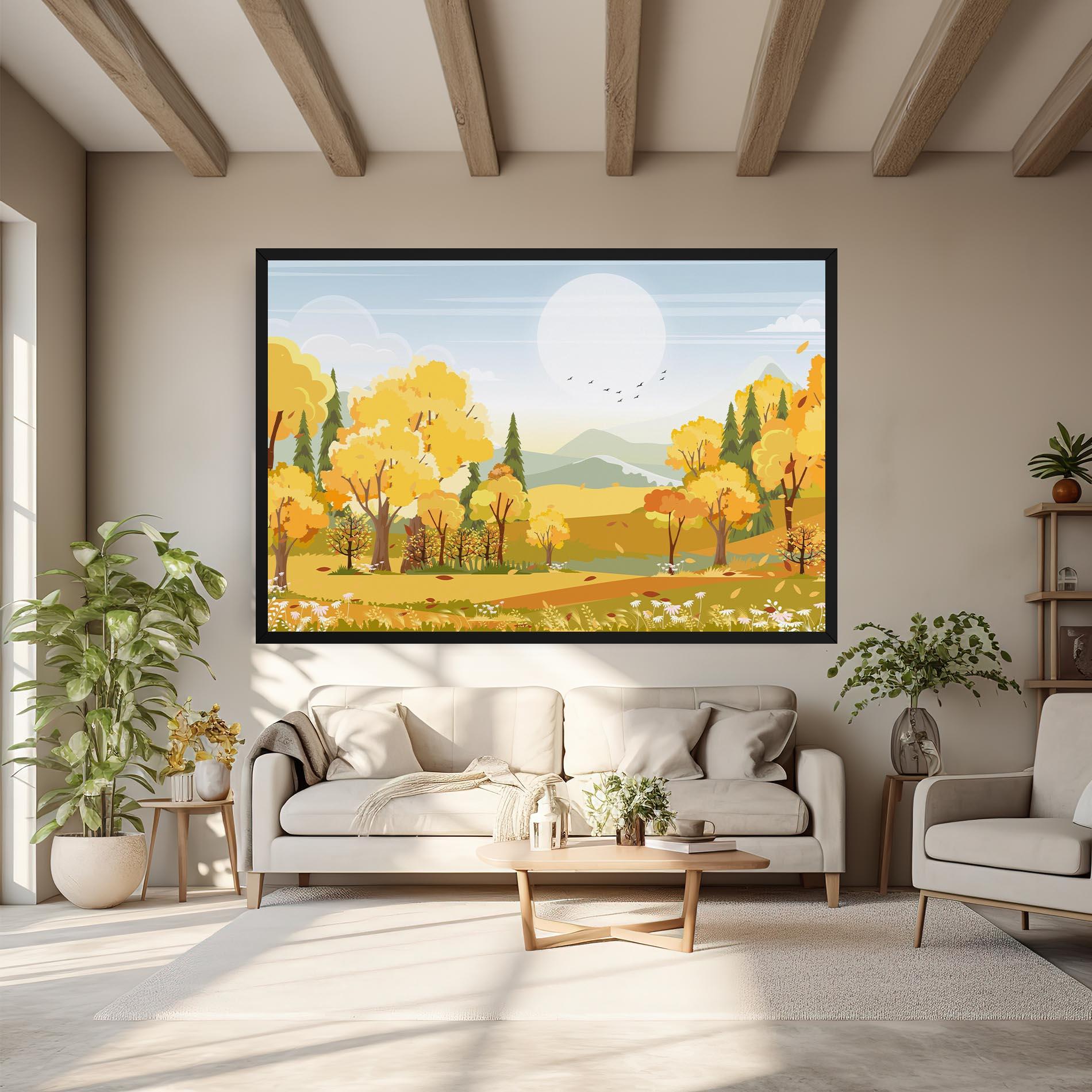 Tablou Canvas Autumn Yellow View mockup 6