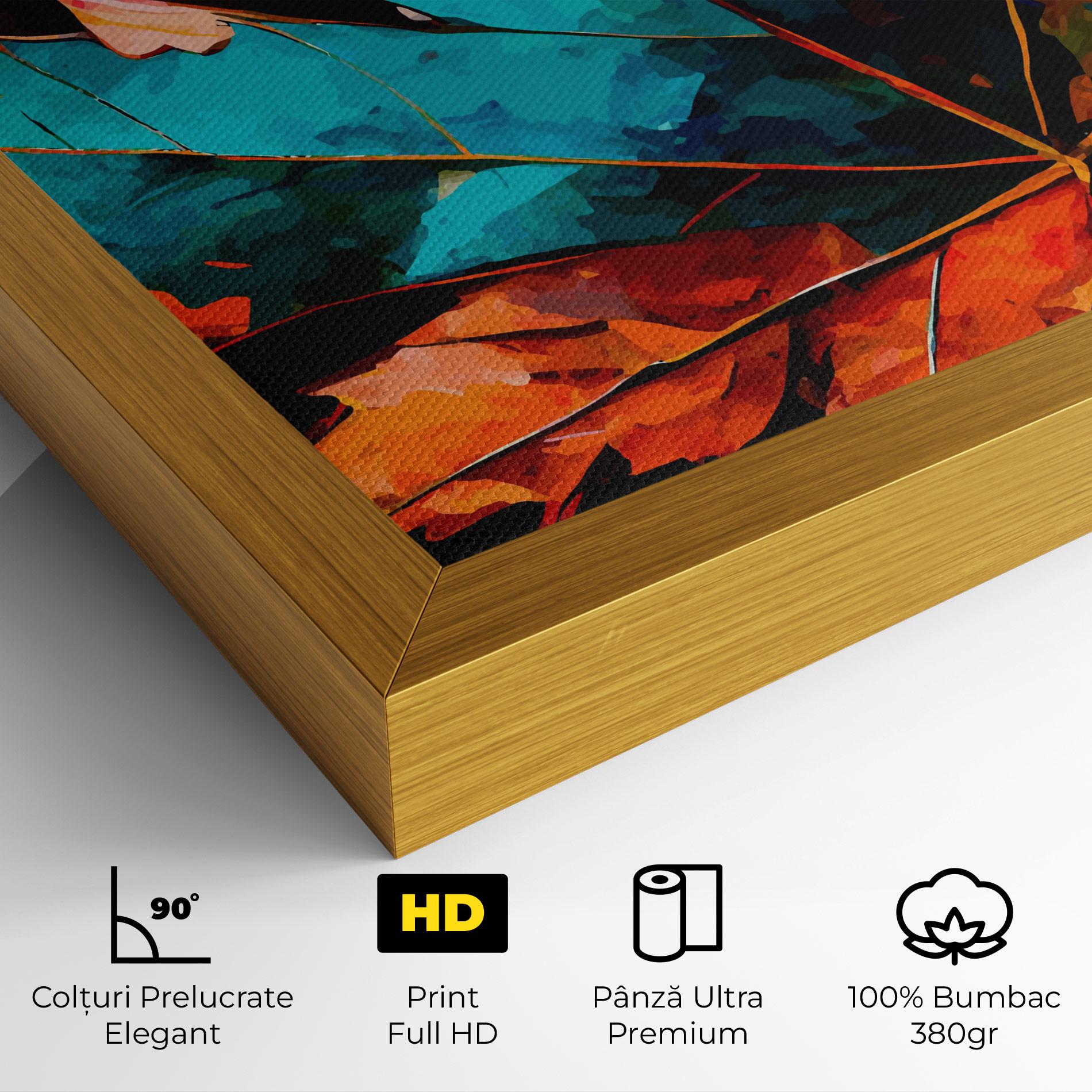 Tablou Canvas Blue Orange Leaf mockup 4