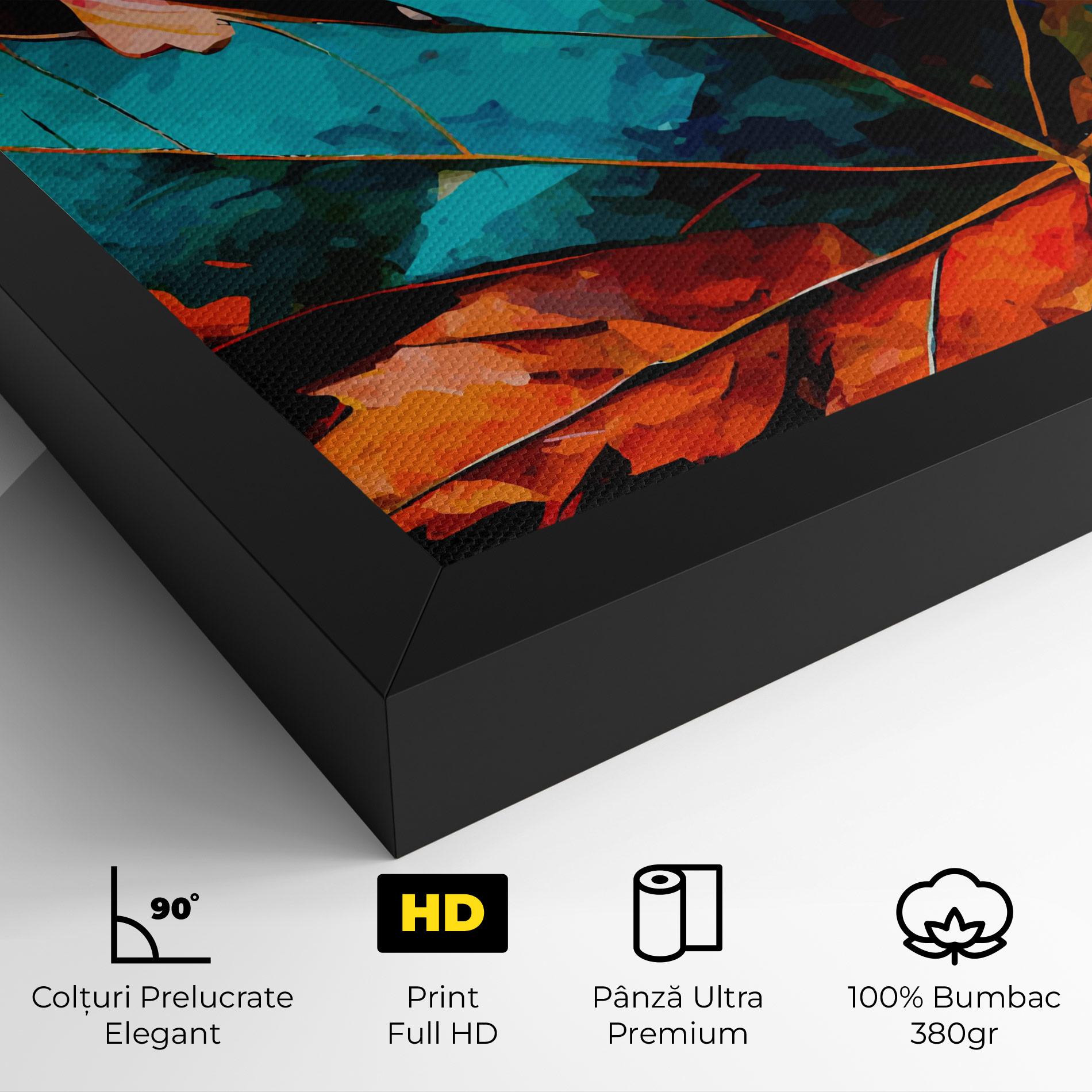 Tablou Canvas Blue Orange Leaf mockup 4