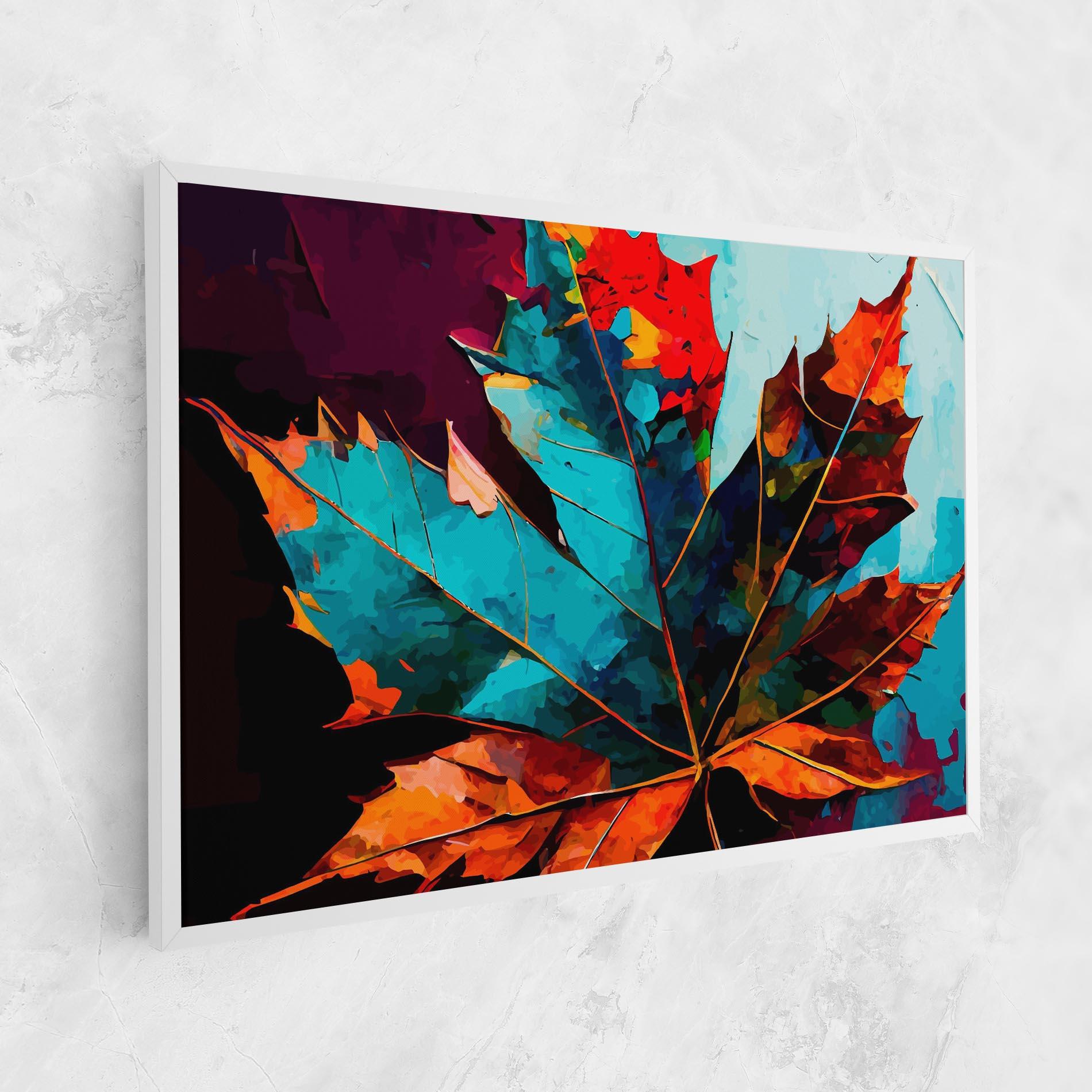 Tablou Canvas Blue Orange Leaf mockup 1
