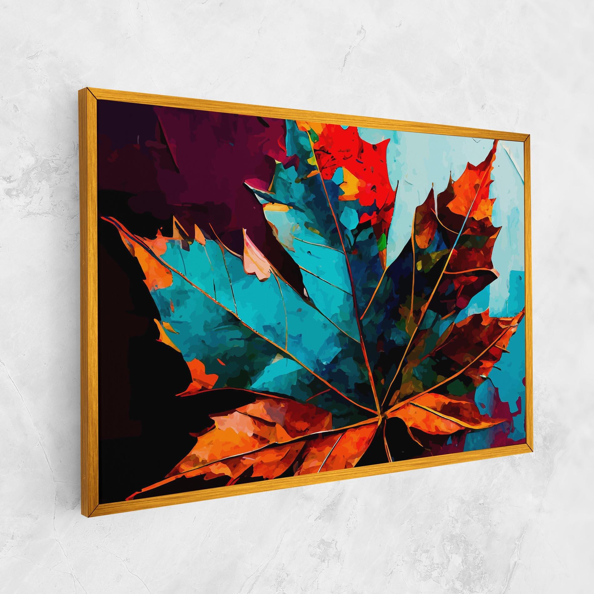 Tablou Canvas Blue Orange Leaf mockup 1