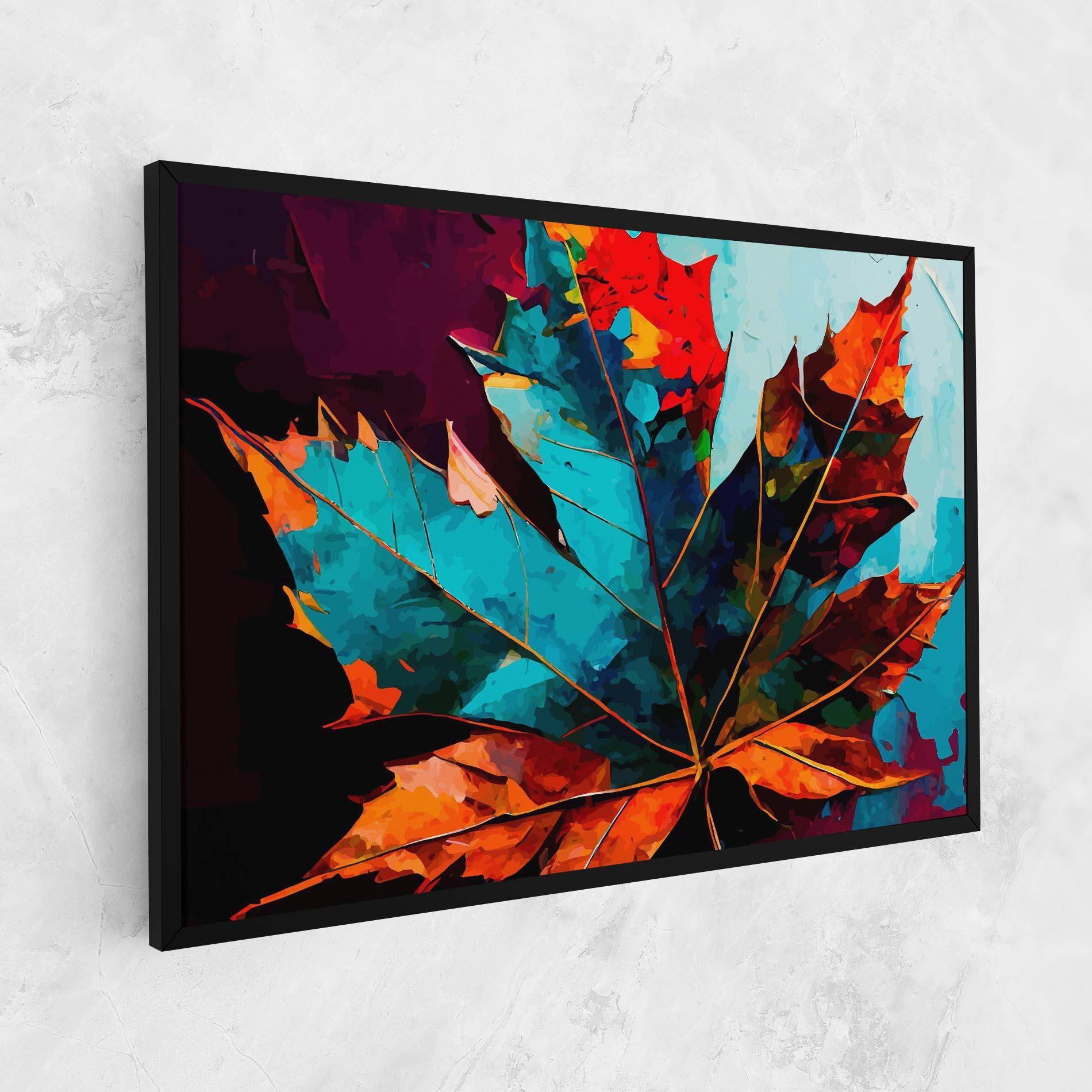 Tablou Canvas Blue Orange Leaf mockup 1