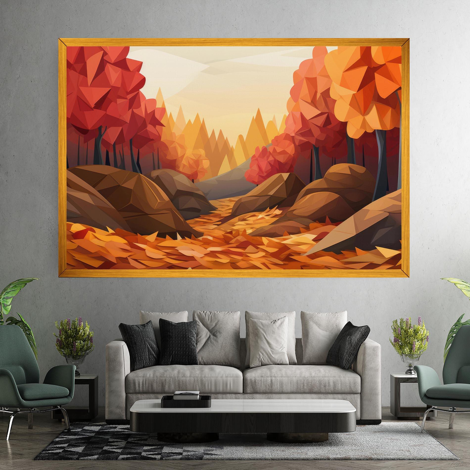 Tablou Canvas Autumn Orange Forest mockup 7