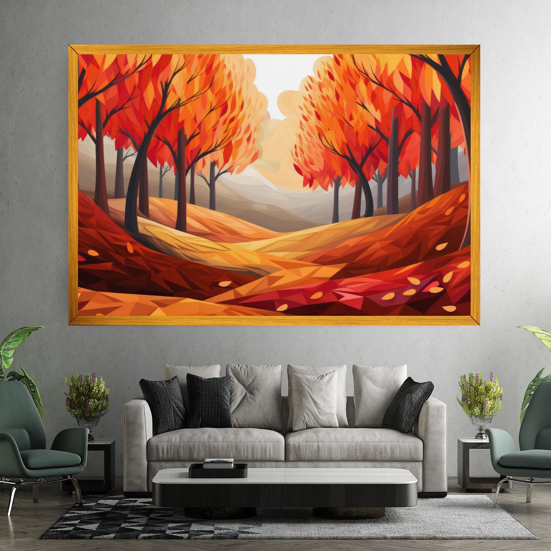 Tablou Canvas Red Trees Art mockup 7