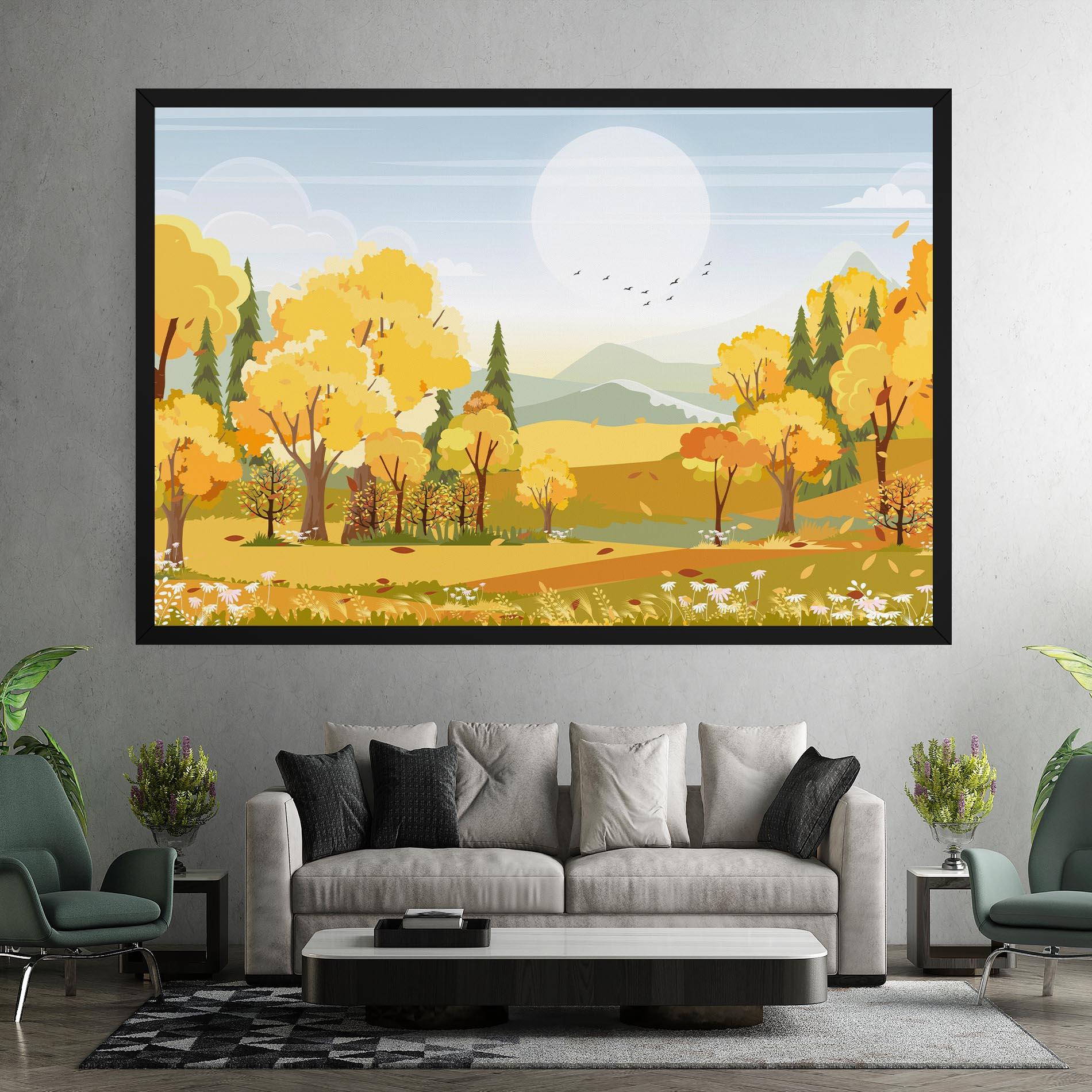 Tablou Canvas Autumn Yellow View mockup 7
