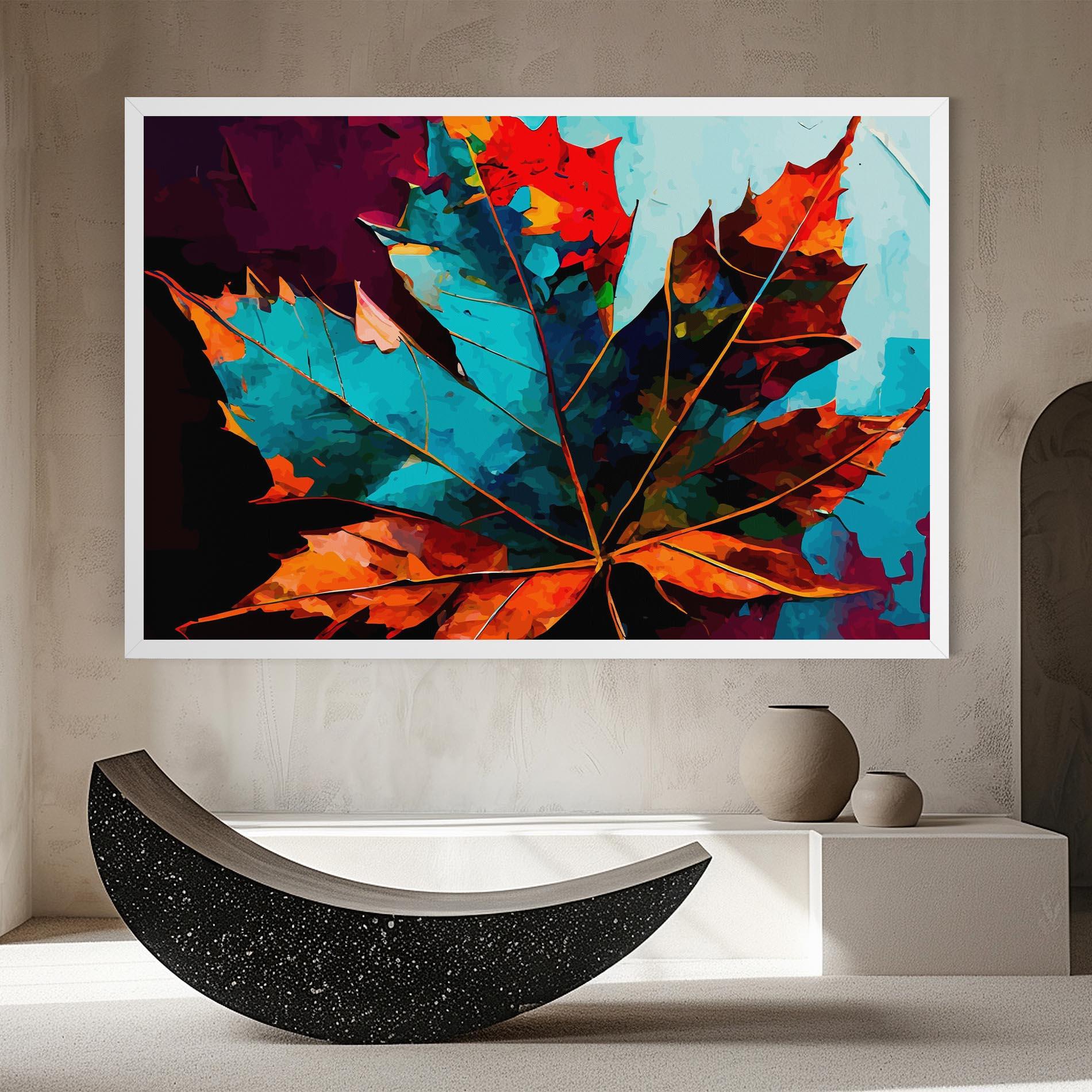 Tablou Canvas Blue Orange Leaf mockup 8