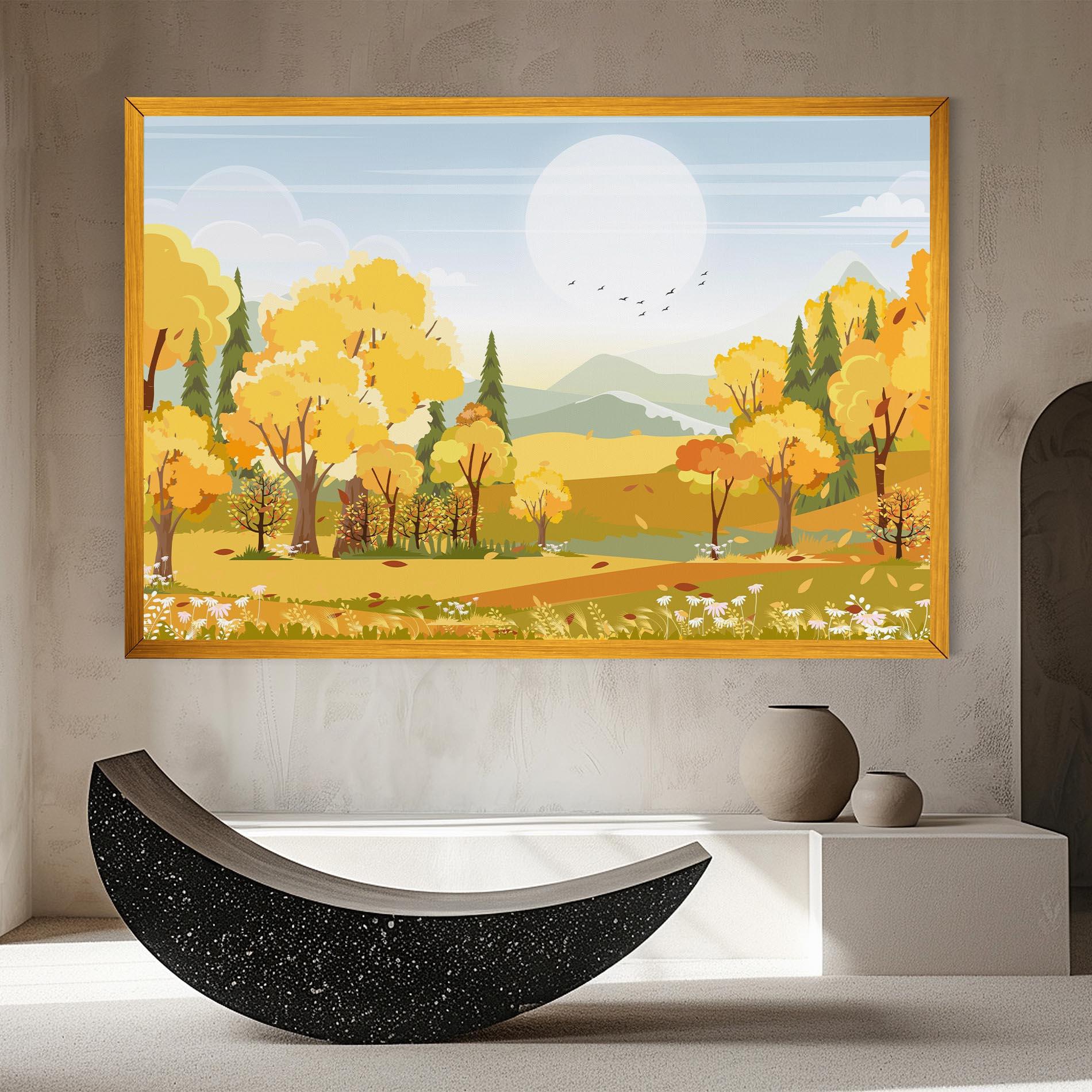 Tablou Canvas Autumn Yellow View mockup 8