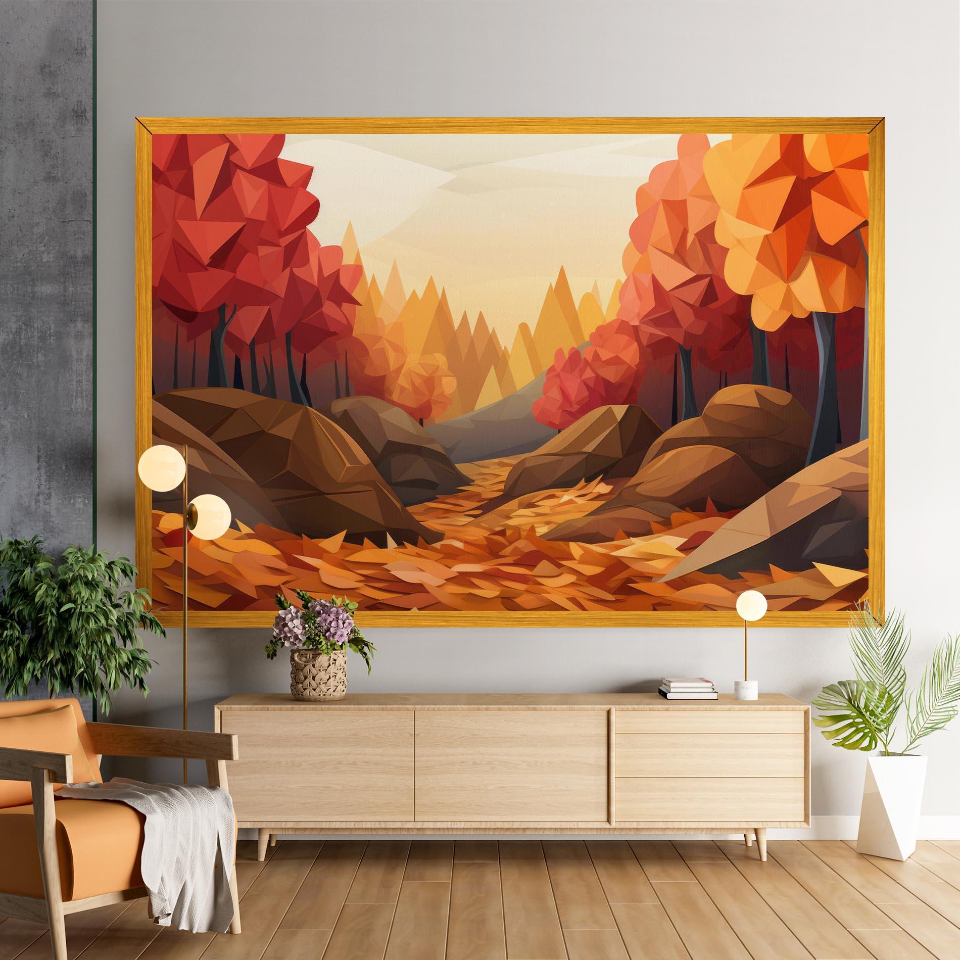 Tablou Canvas Autumn Orange Forest mockup 9