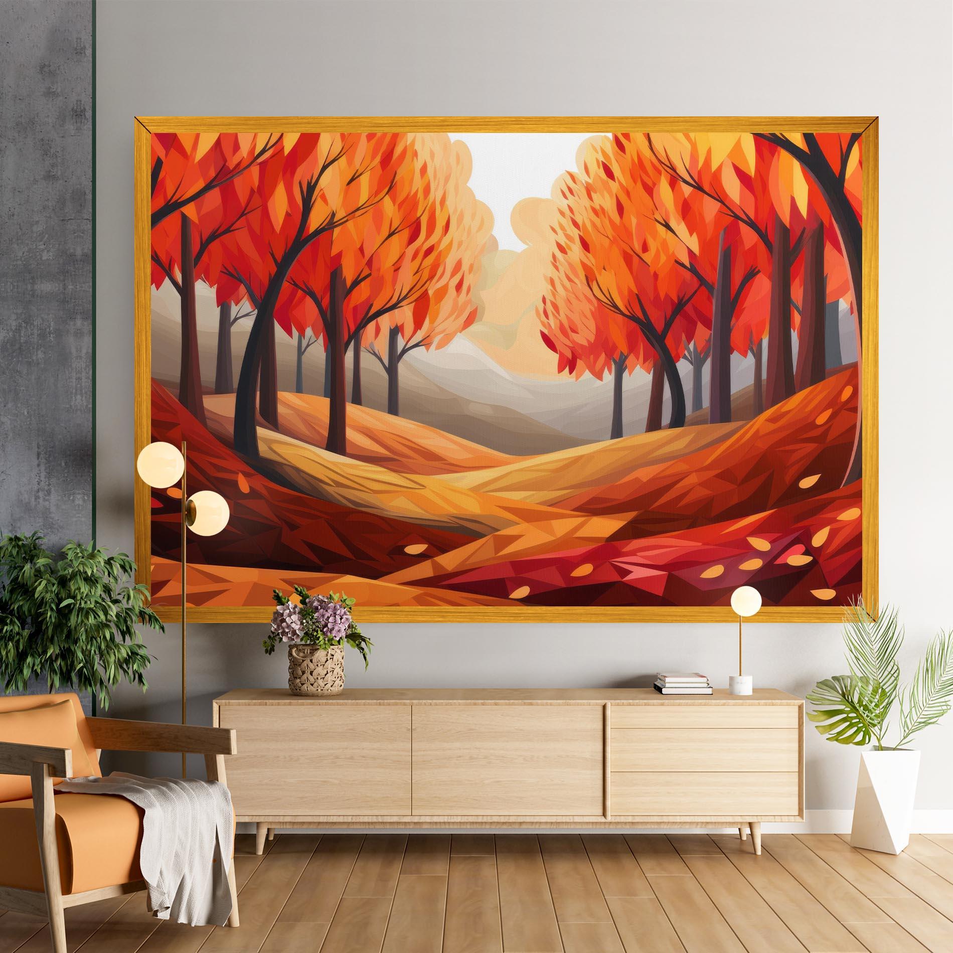 Tablou Canvas Red Trees Art mockup 9