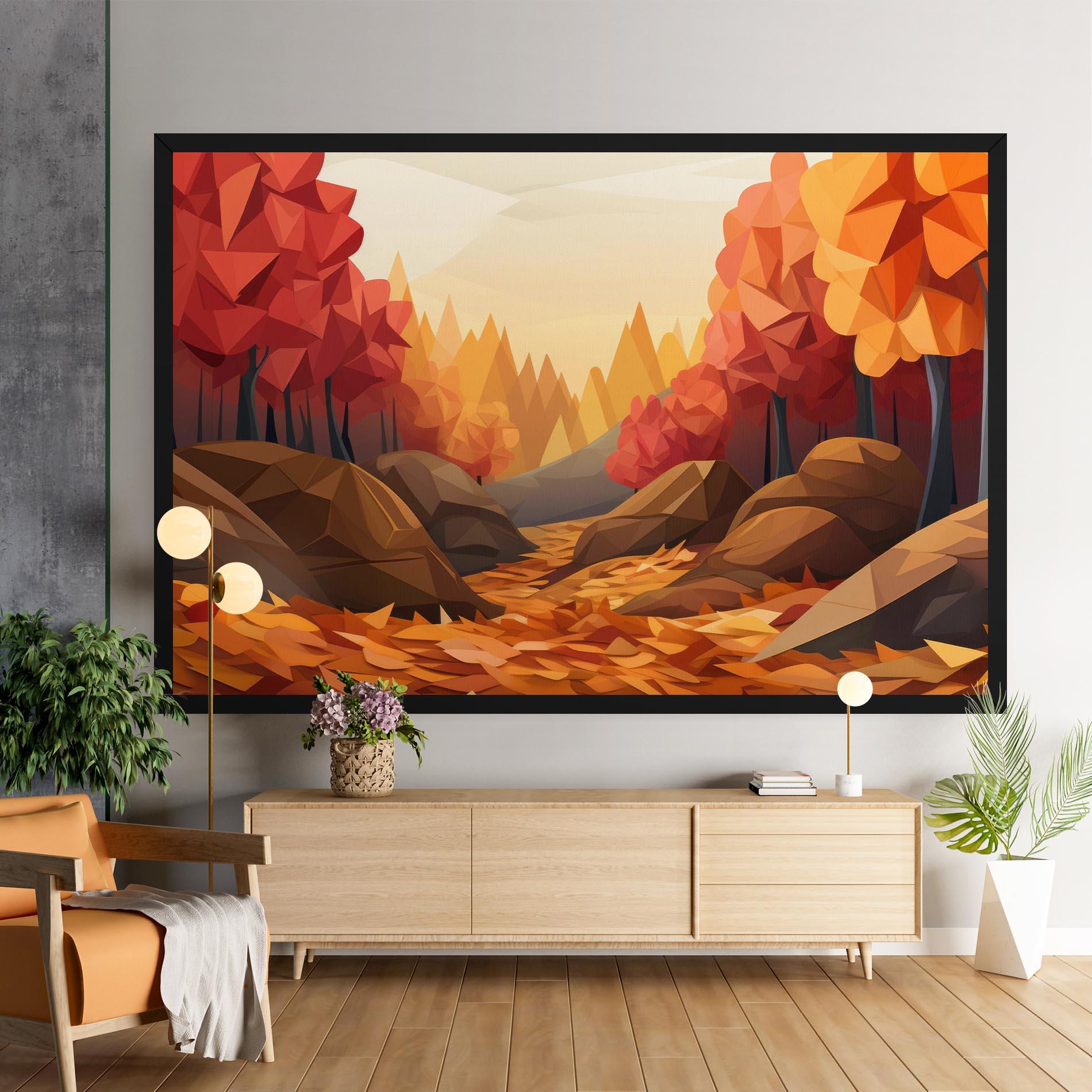 Tablou Canvas Autumn Orange Forest mockup 9