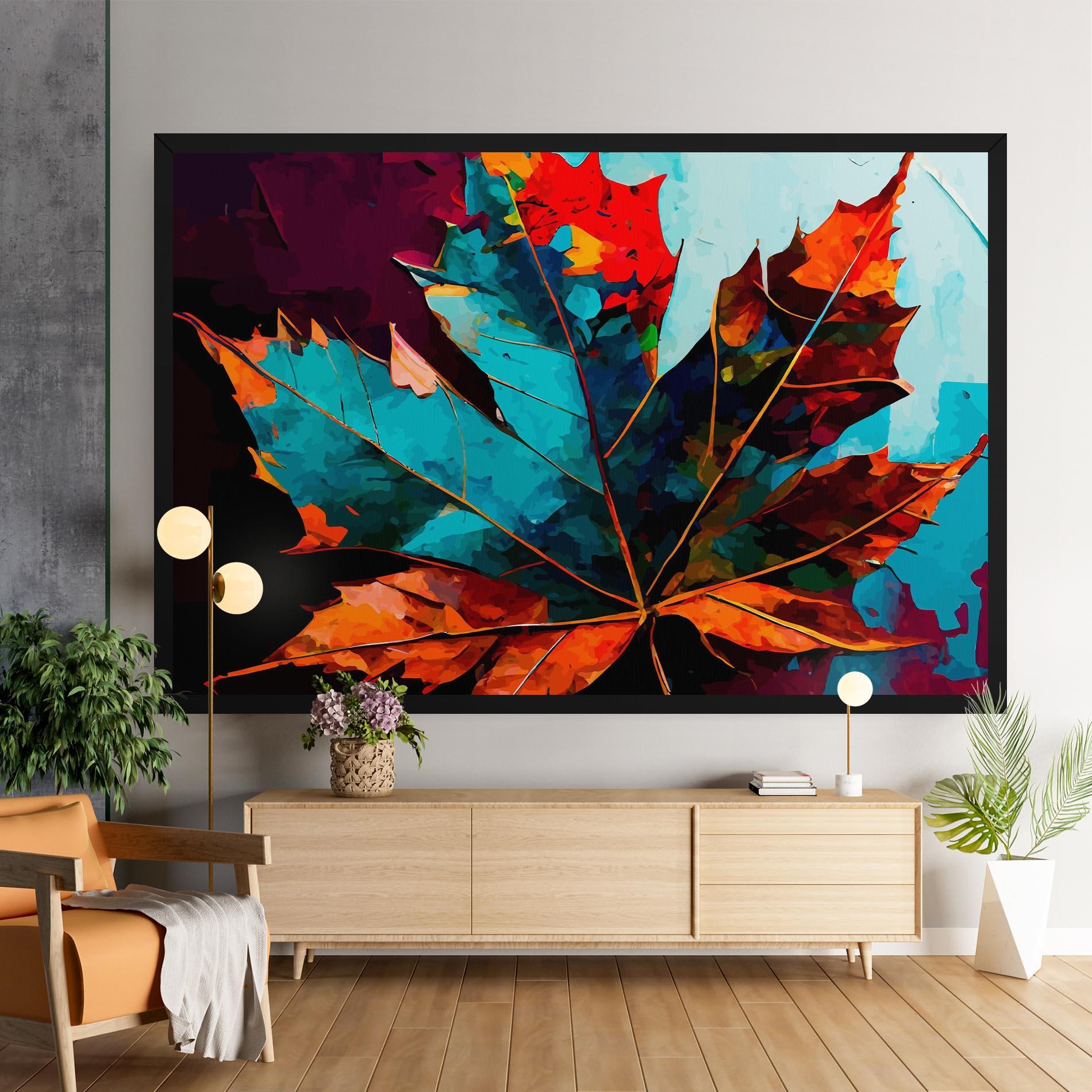 Tablou Canvas Blue Orange Leaf mockup 9