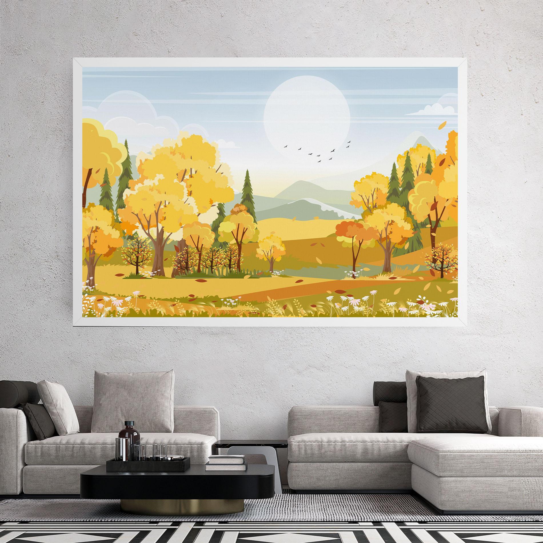 Tablou Canvas Autumn Yellow View mockup 2