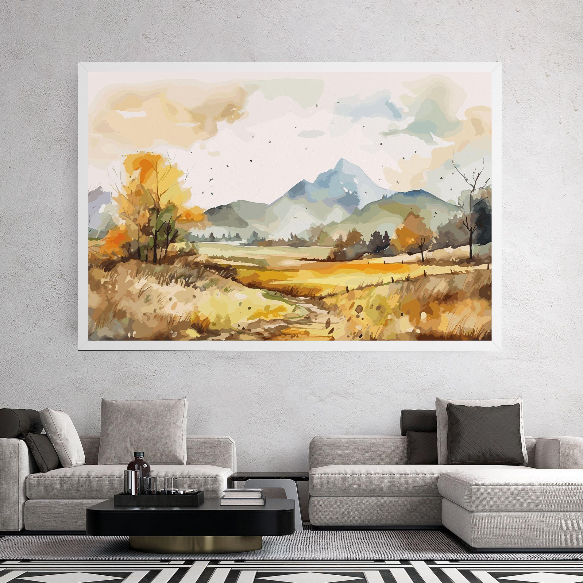 Tablou Canvas Yellow Blue Autumn mockup 2