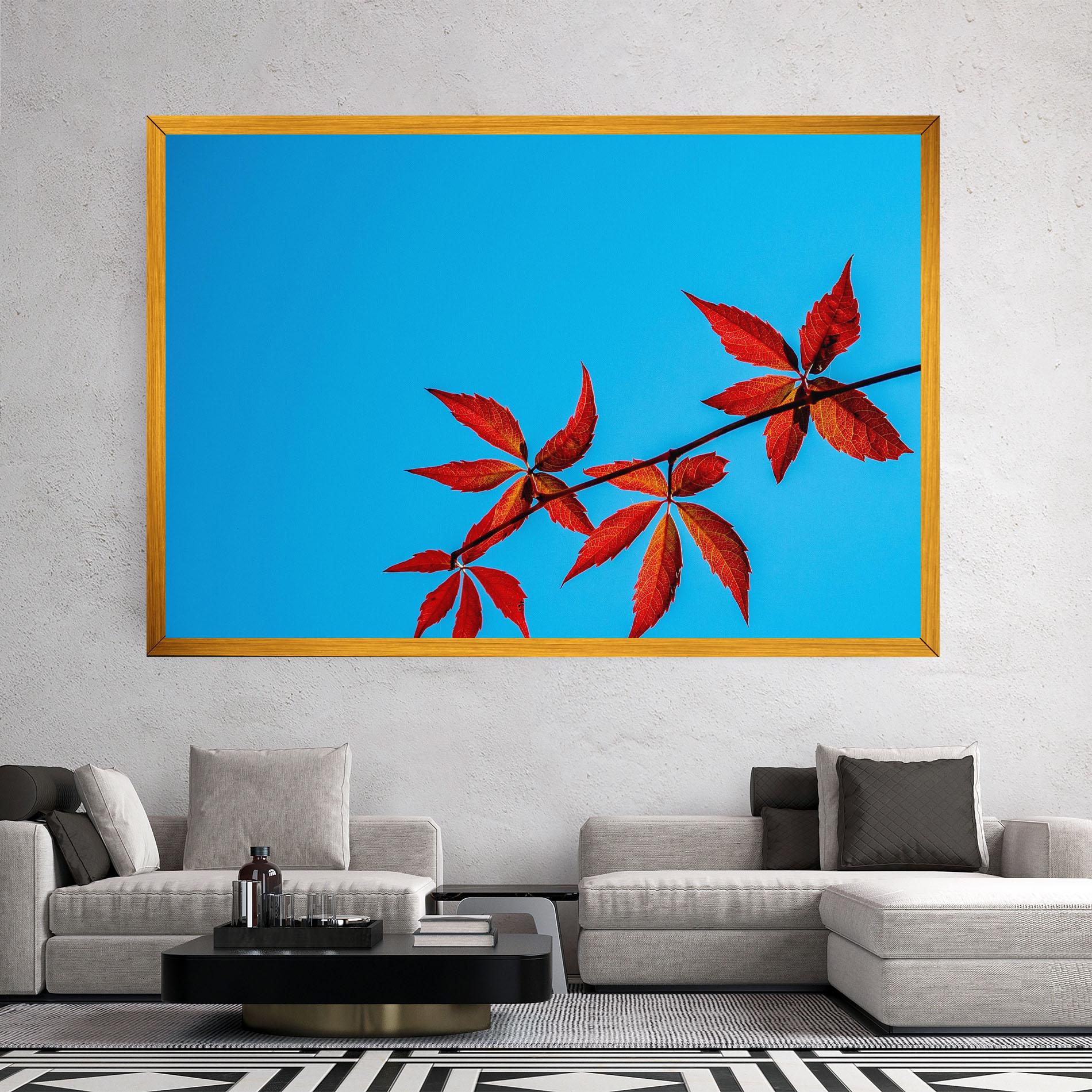 Tablou Canvas Red Small Leaves mockup 2