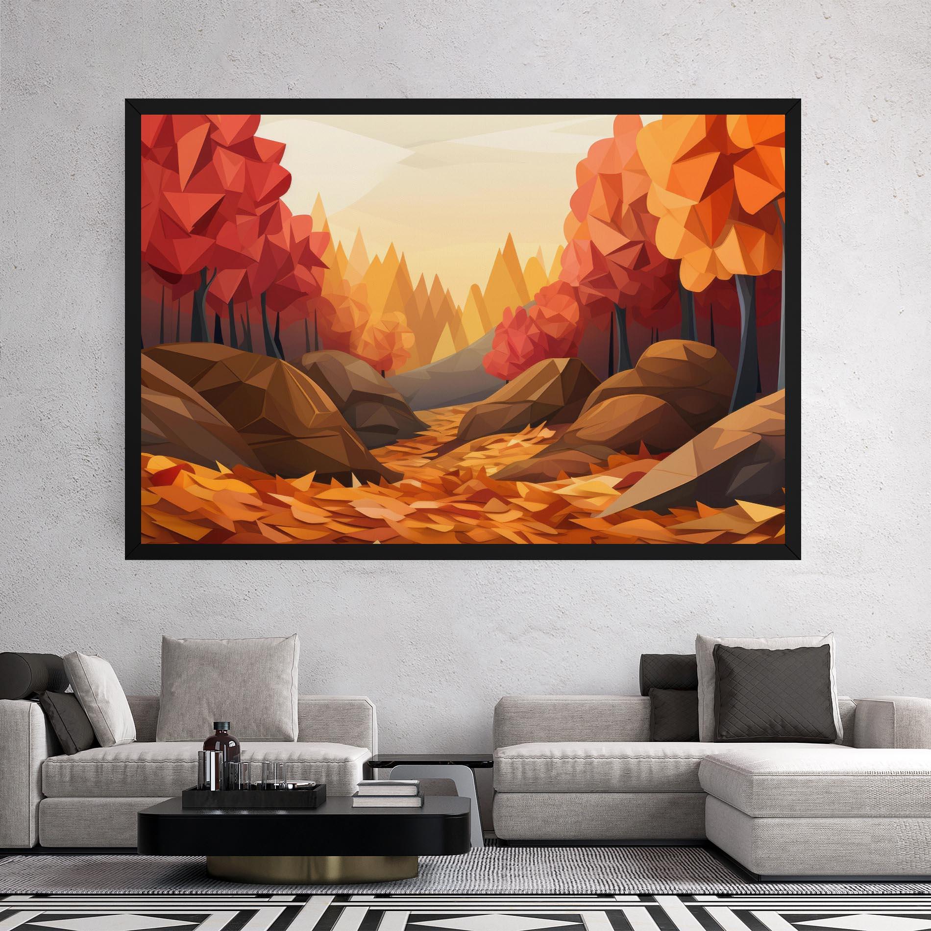 Tablou Canvas Autumn Orange Forest mockup 2