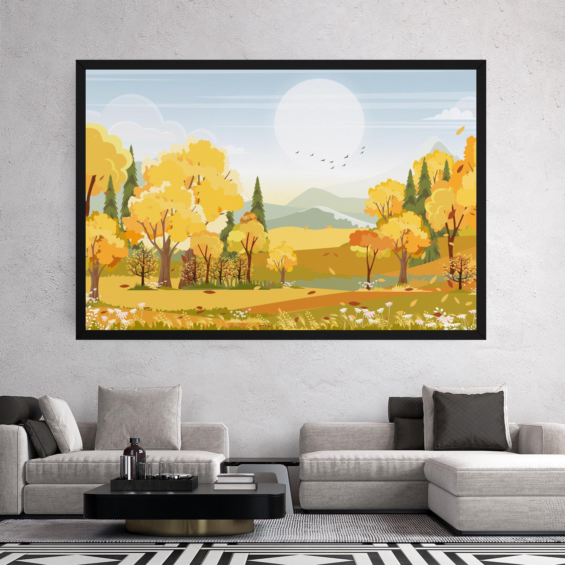 Tablou Canvas Autumn Yellow View mockup 2