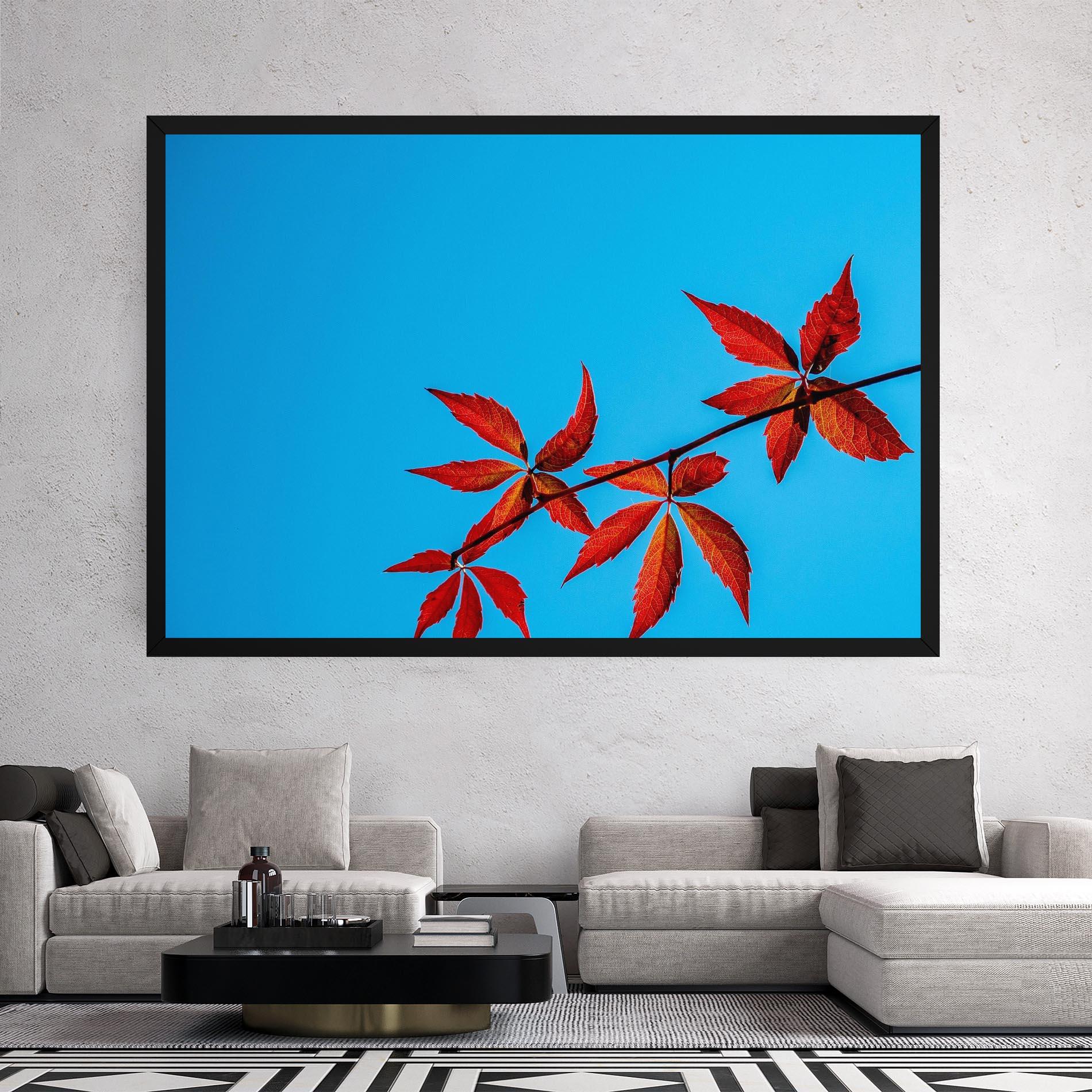 Tablou Canvas Red Small Leaves mockup 2