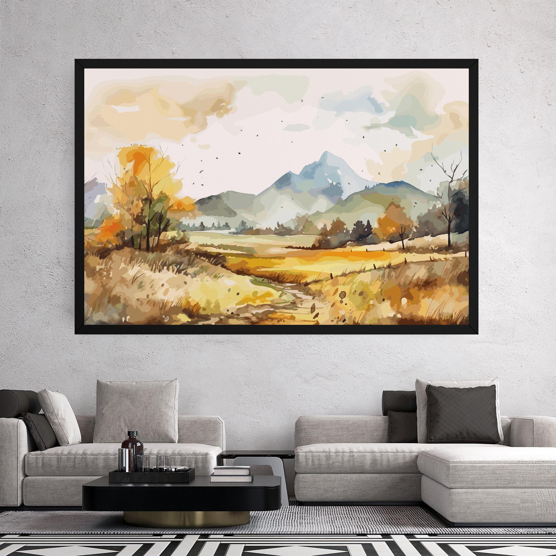 Tablou Canvas Yellow Blue Autumn mockup 2
