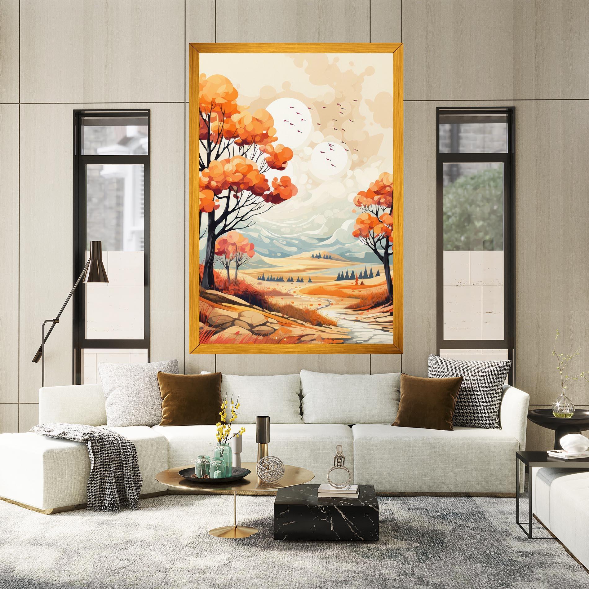 Tablou Canvas Autumn Tree Painting mockup 2