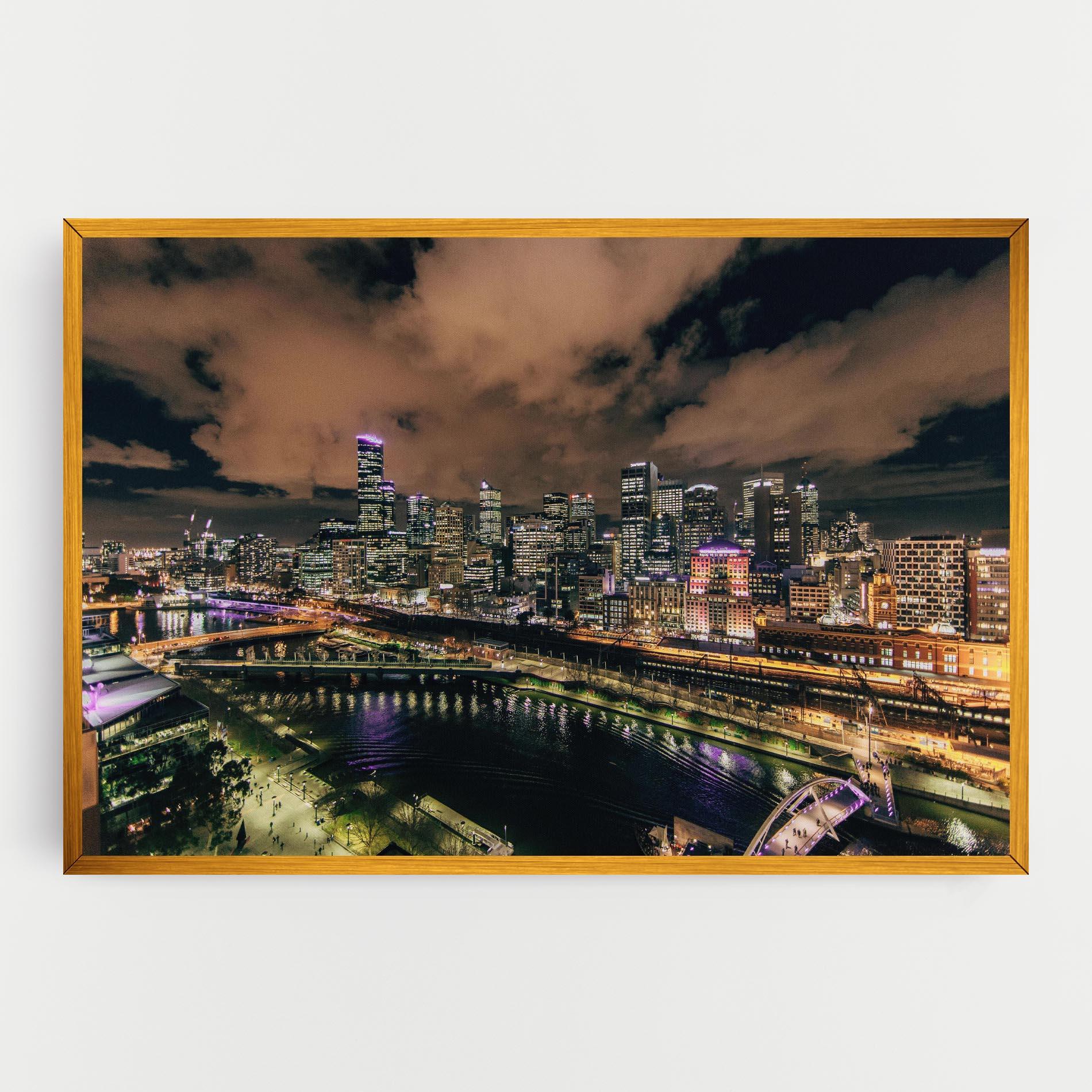 Tablou Canvas Green Purple City mockup 0