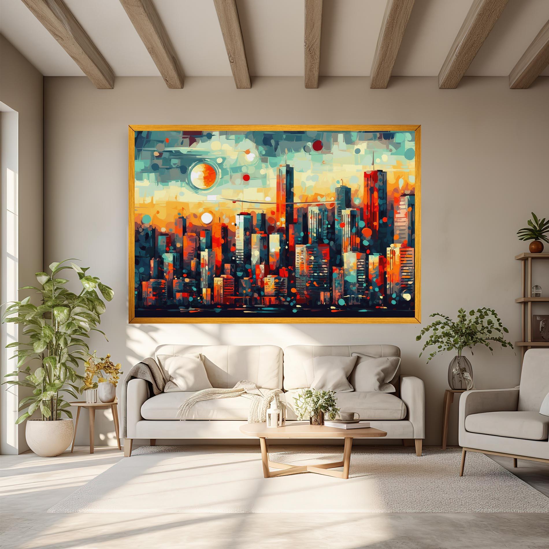 Tablou Canvas Colorful City Painting mockup 6