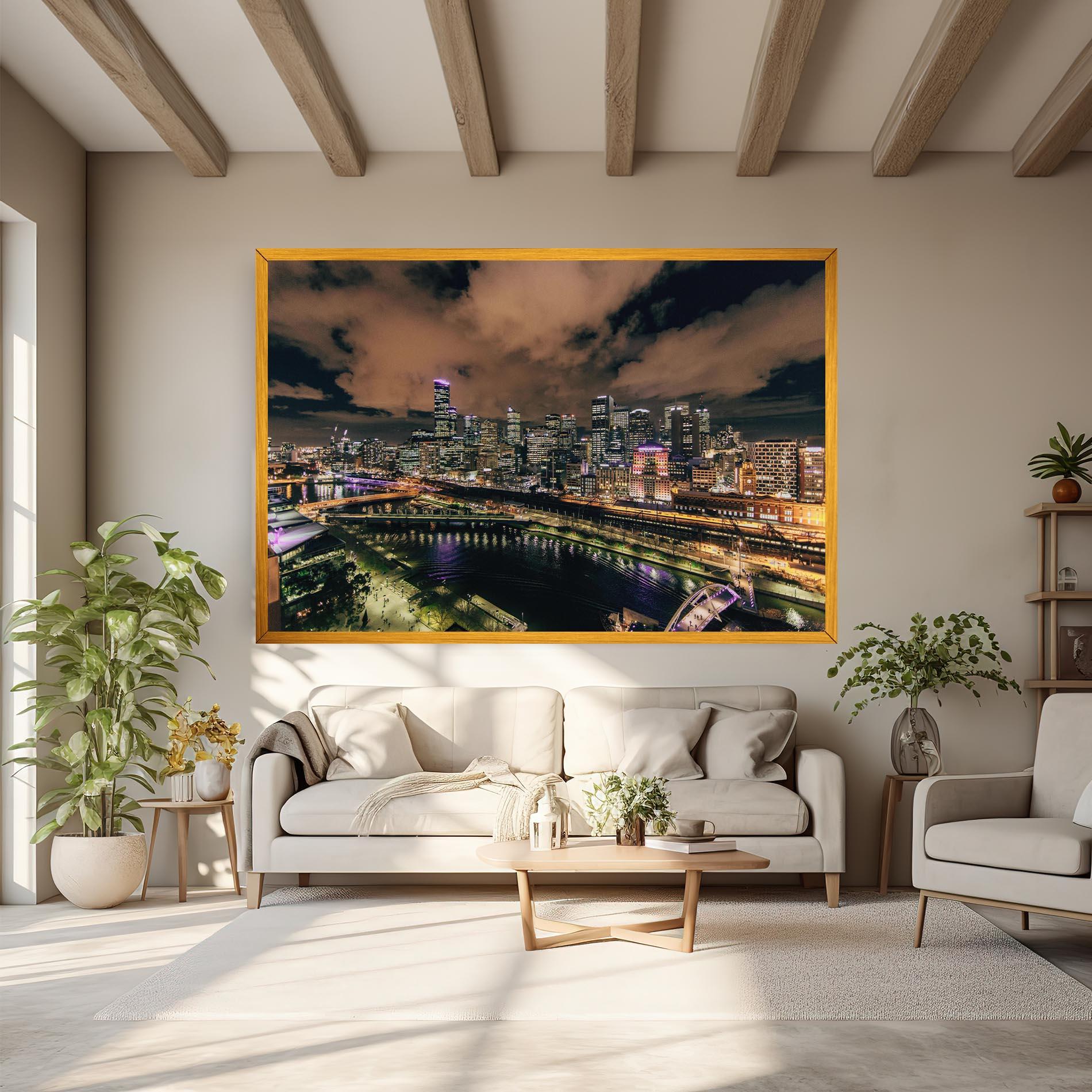 Tablou Canvas Green Purple City mockup 6