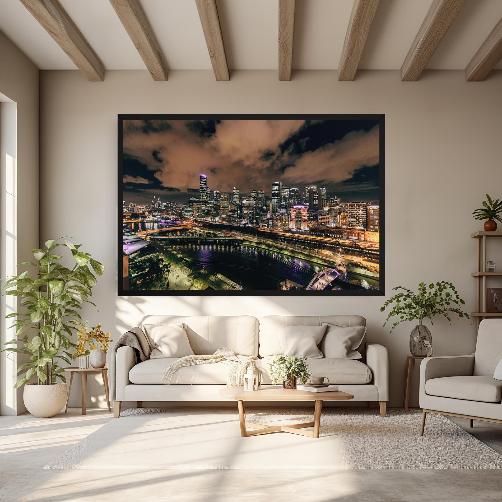 Tablou Canvas Green Purple City mockup 6