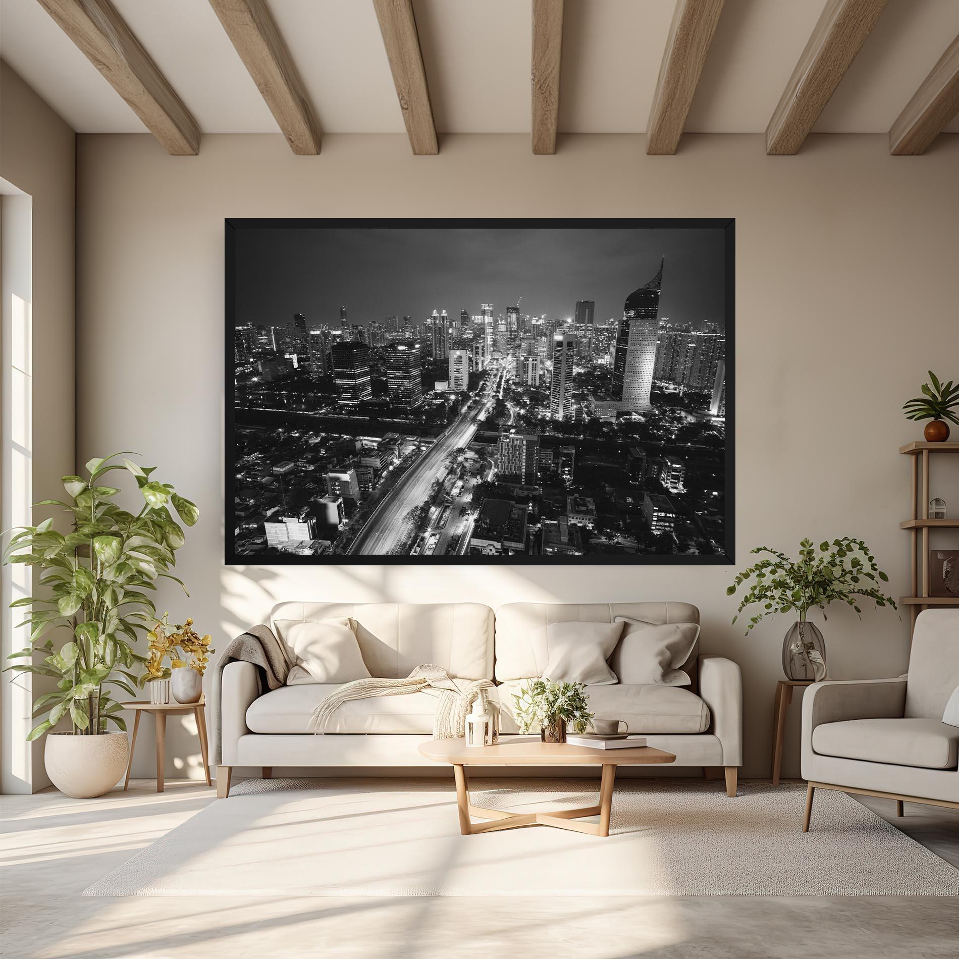 Tablou Canvas Grey Lights City mockup 6