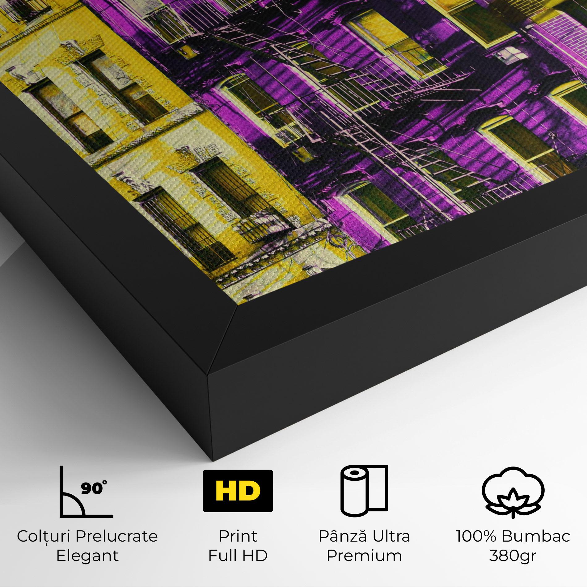 Tablou Canvas Yellow Purple Building mockup 4