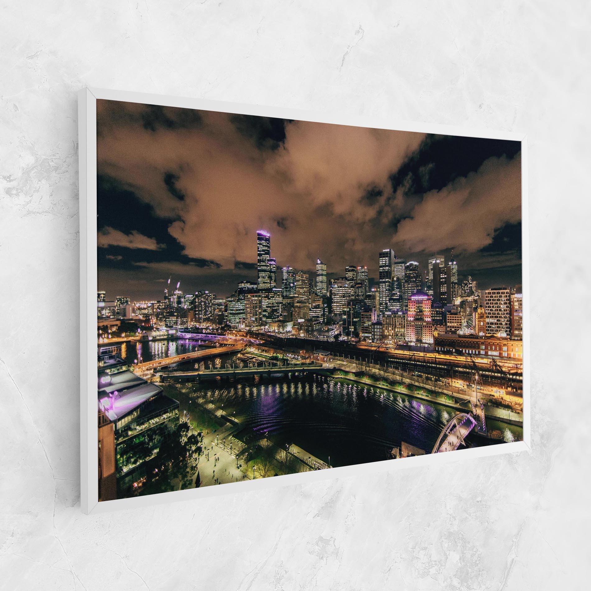 Tablou Canvas Green Purple City mockup 1