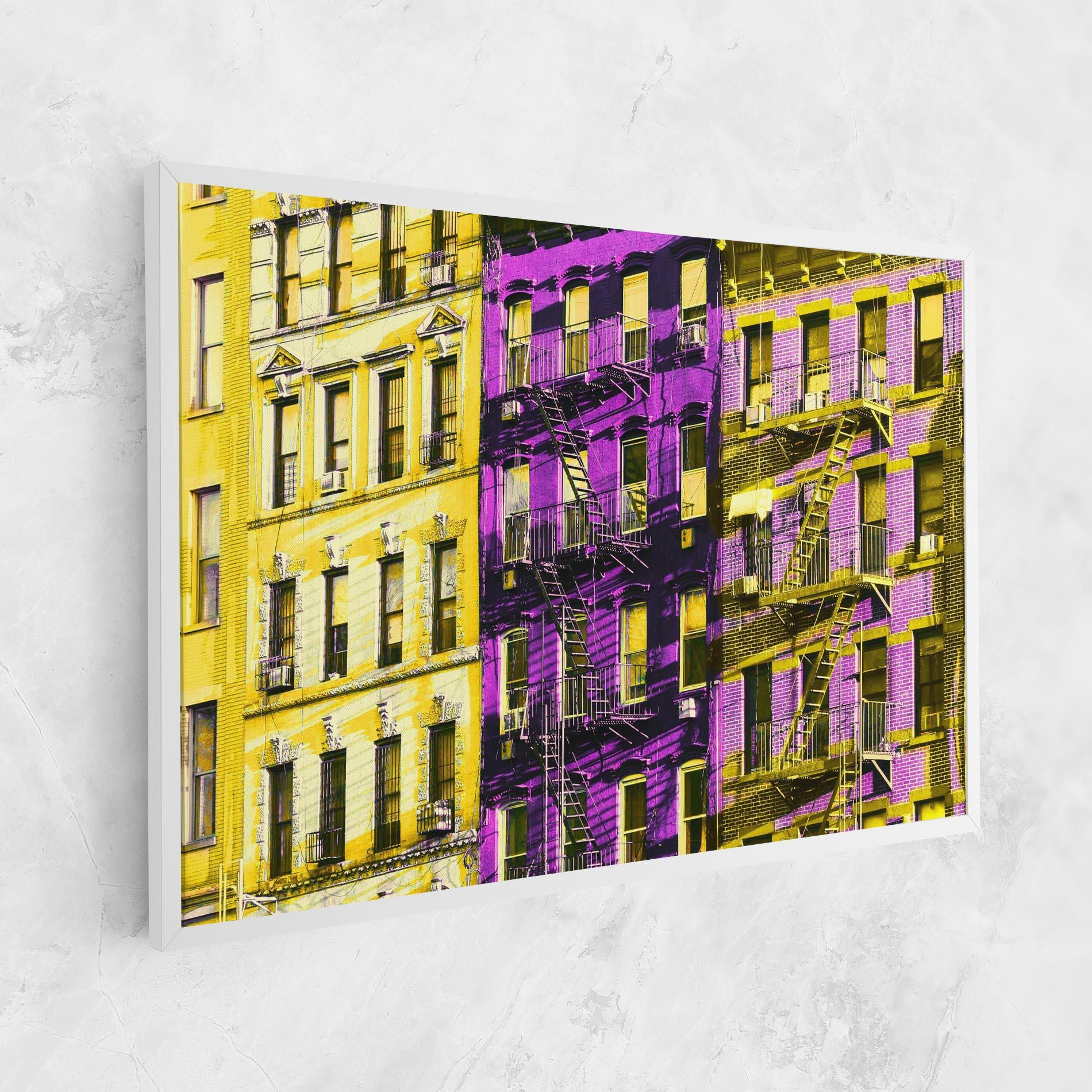 Tablou Canvas Yellow Purple Building mockup 1