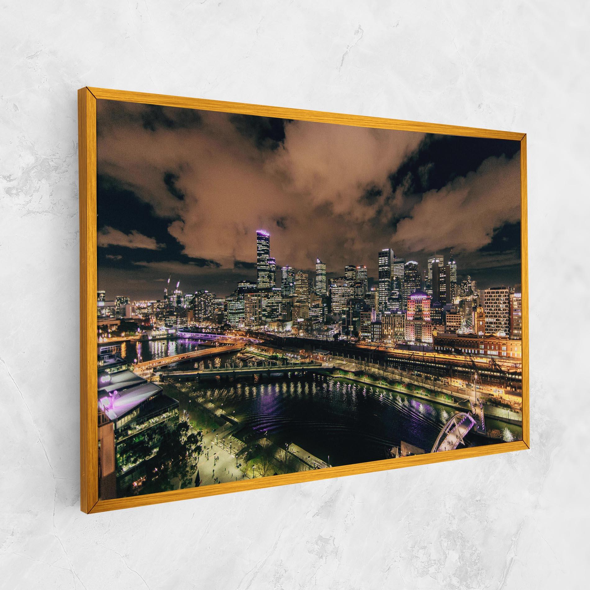 Tablou Canvas Green Purple City mockup 1