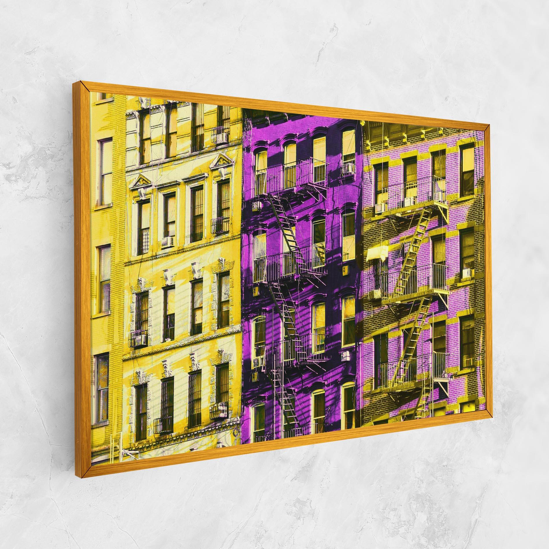 Tablou Canvas Yellow Purple Building mockup 1