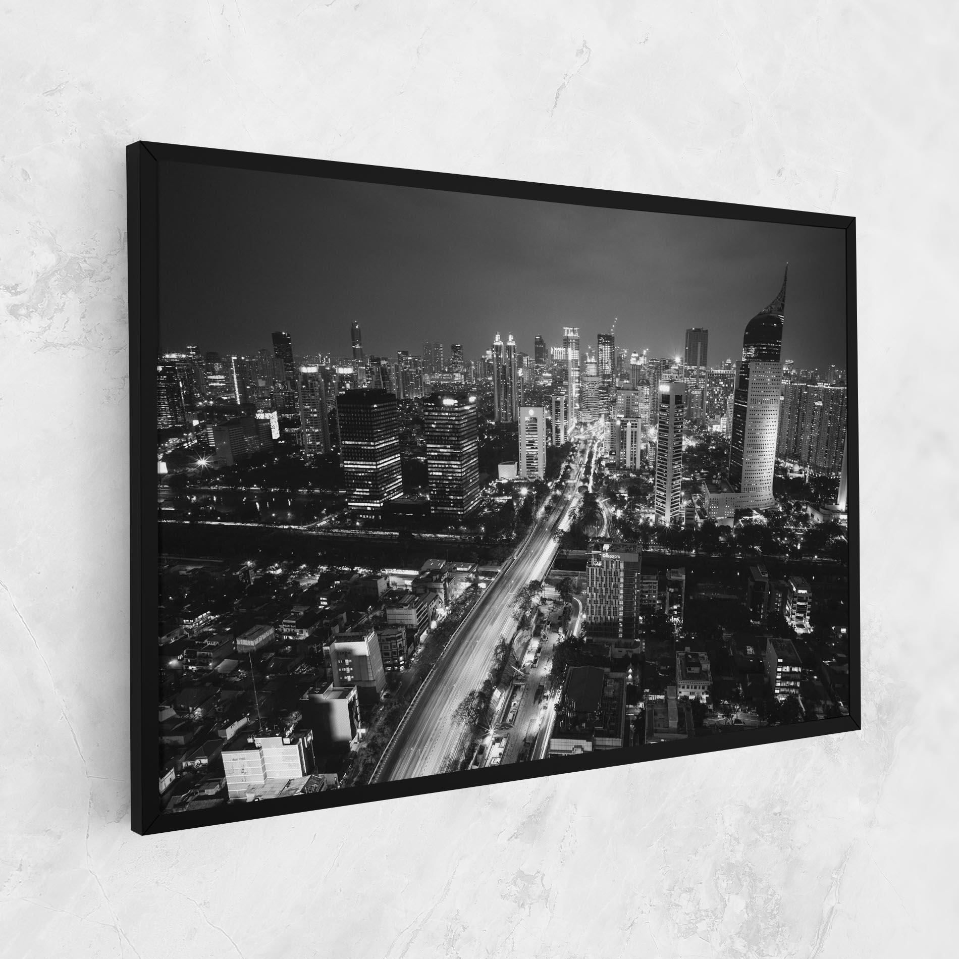 Tablou Canvas Grey Lights City mockup 1