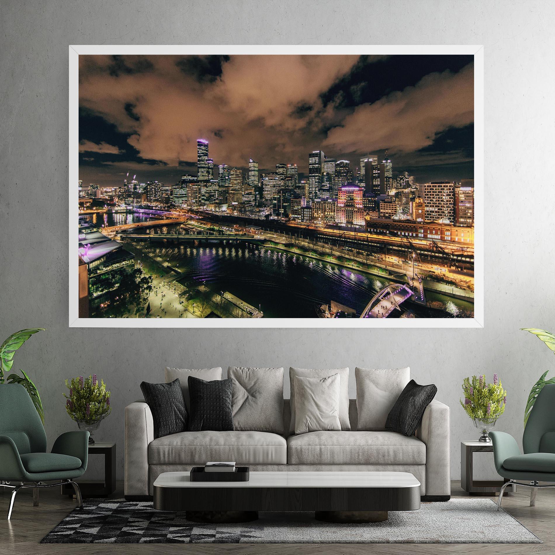 Tablou Canvas Green Purple City mockup 7