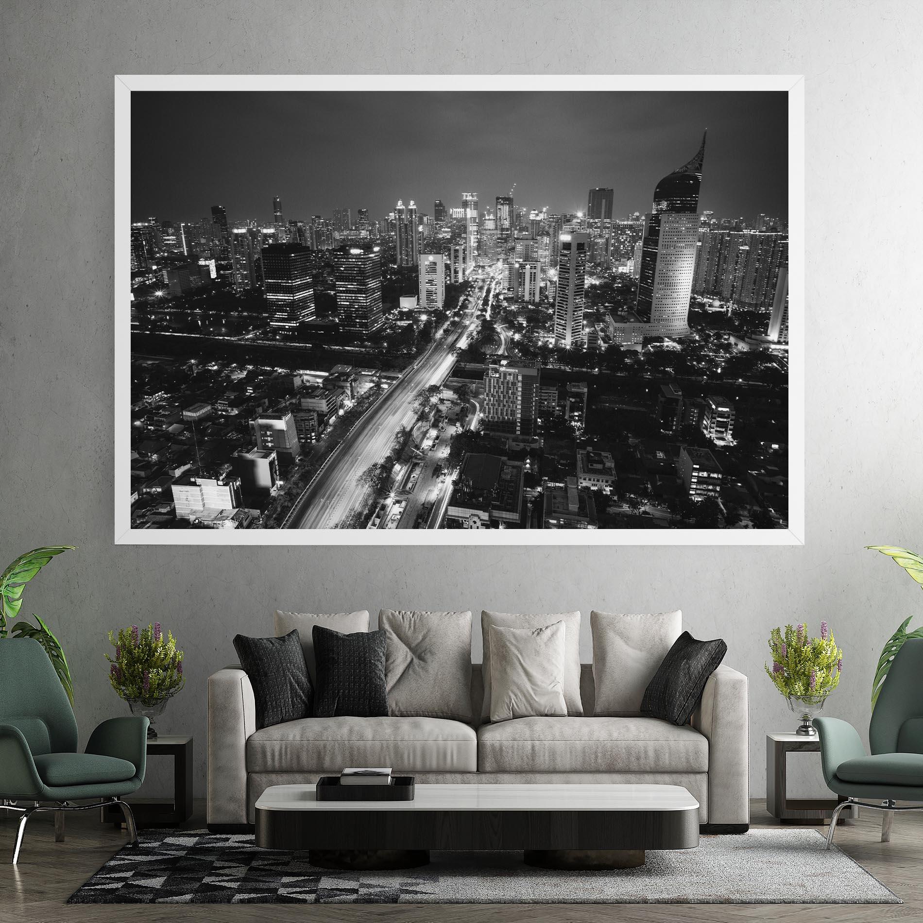 Tablou Canvas Grey Lights City mockup 7