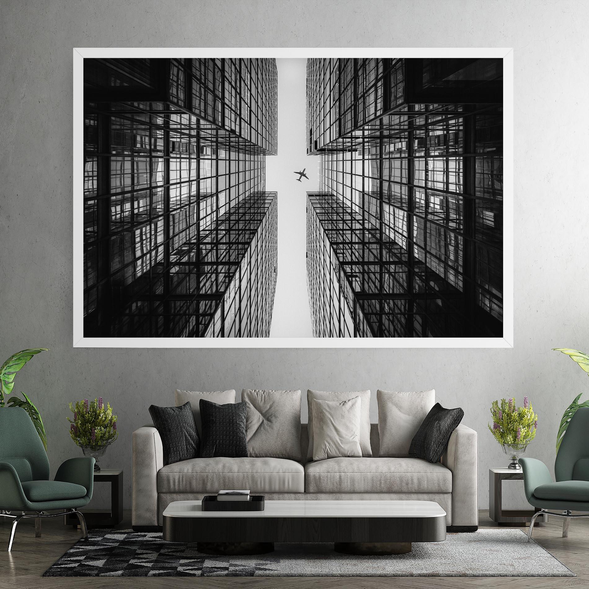 Tablou Canvas Plane Grey Building mockup 7