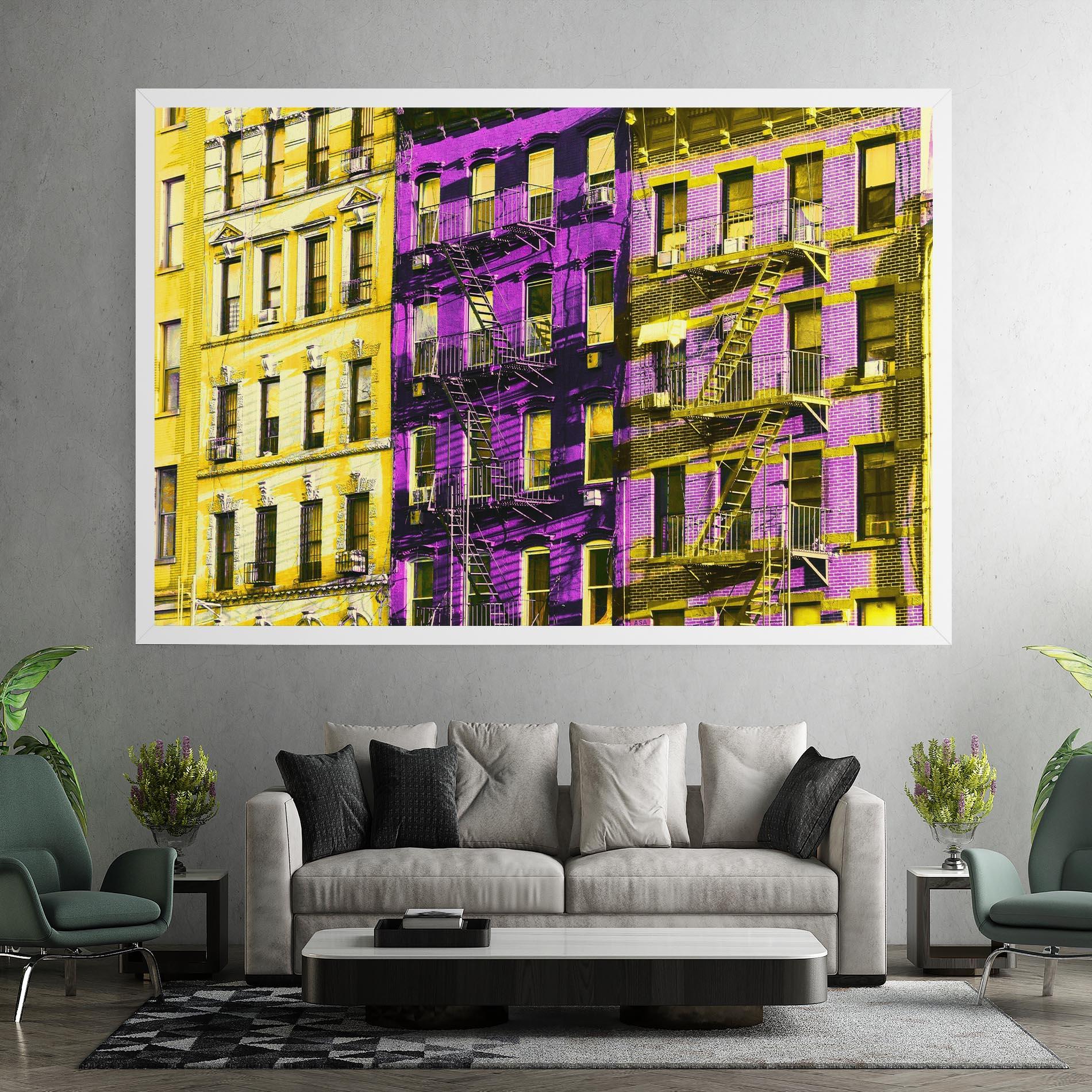 Tablou Canvas Yellow Purple Building mockup 7