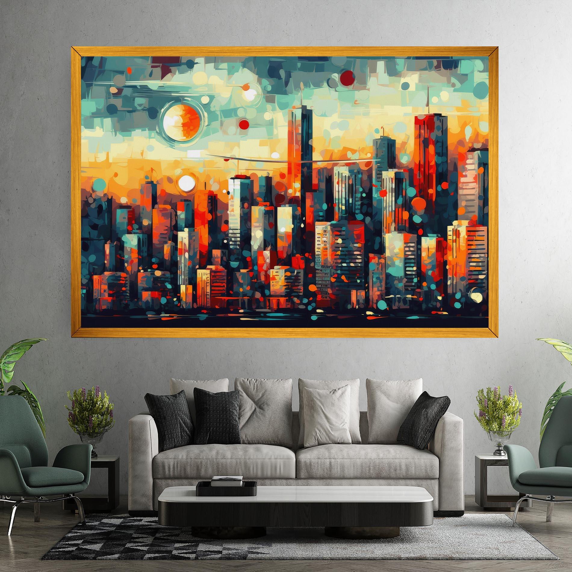 Tablou Canvas Colorful City Painting mockup 7